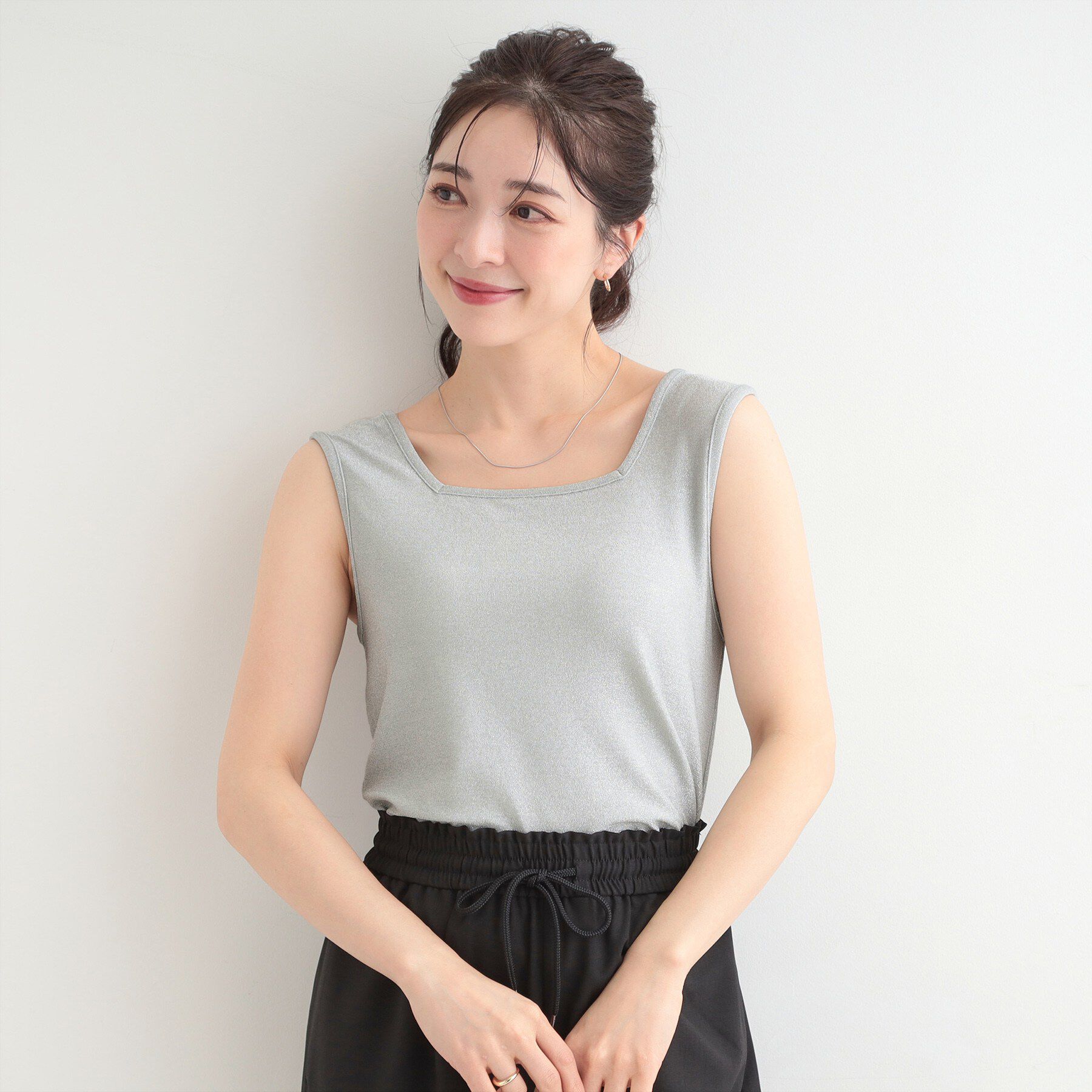 SHOO･LA･RUE「【前後2WAY/洗濯機可/S-LL】コーデのさりげないアクセントに　きらきらラメタンク」|キャミソール|