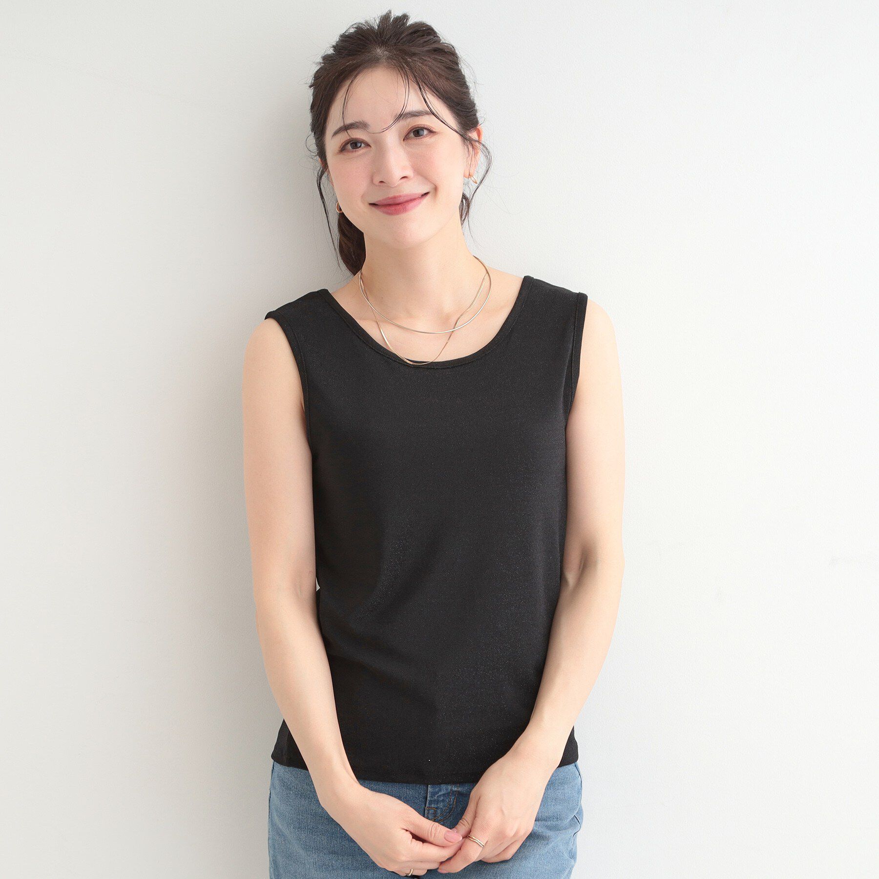 SHOO･LA･RUE「【前後2WAY/洗濯機可/S-LL】コーデのさりげないアクセントに　きらきらラメタンク」|キャミソール|