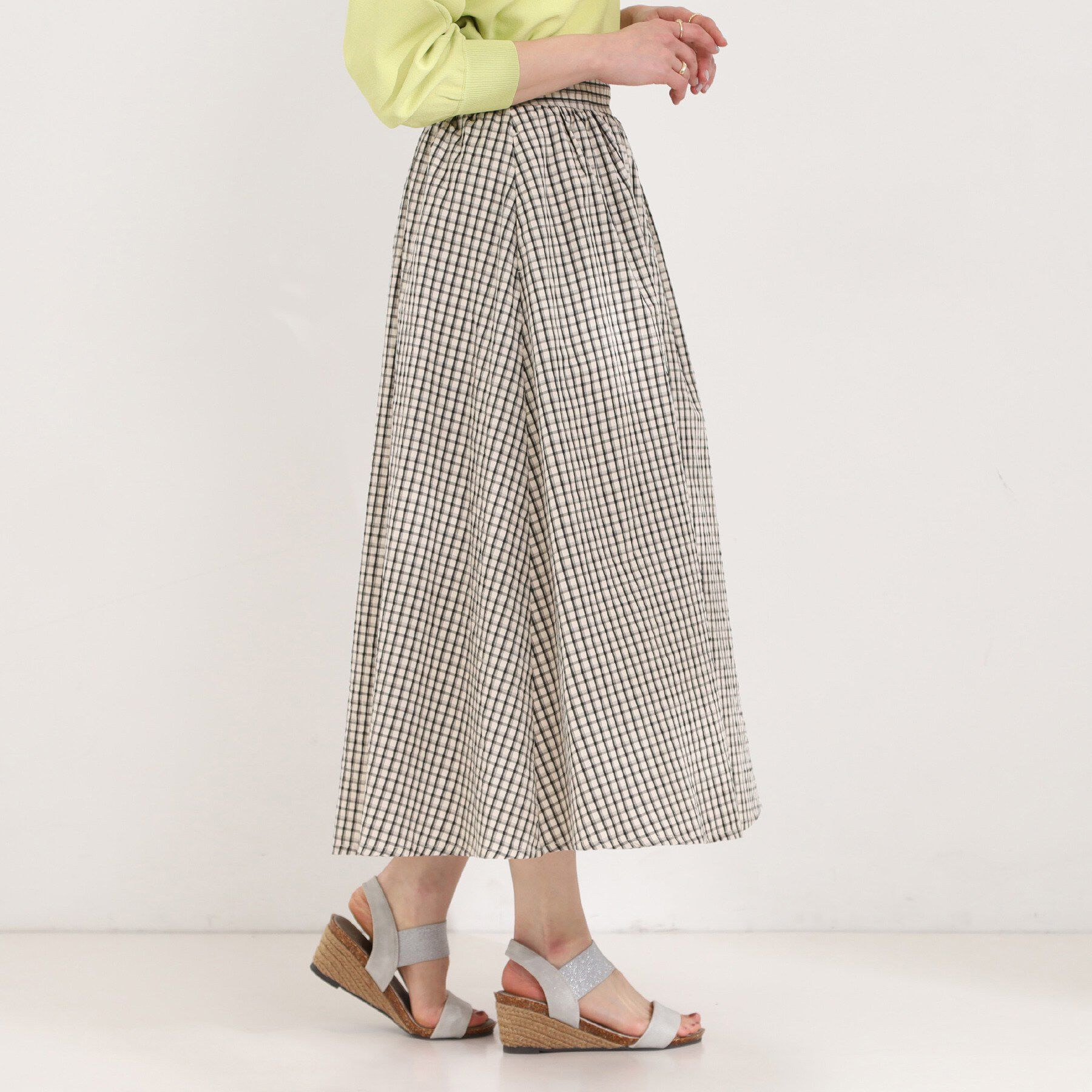 SHOO･LA･RUE「【セットアップ可】サッカーチェックフレアスカート」|スカート|