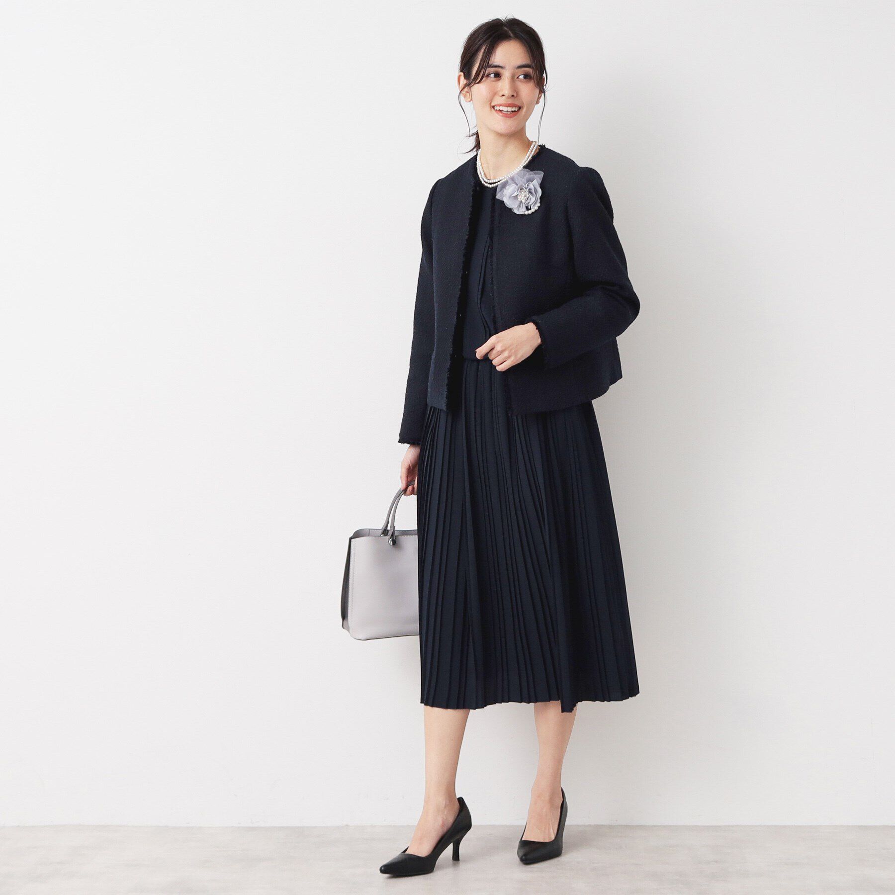 Dessin「【入卒/セレモニー】ツイードクルーネックジャケット」|ノーカラージャケット|