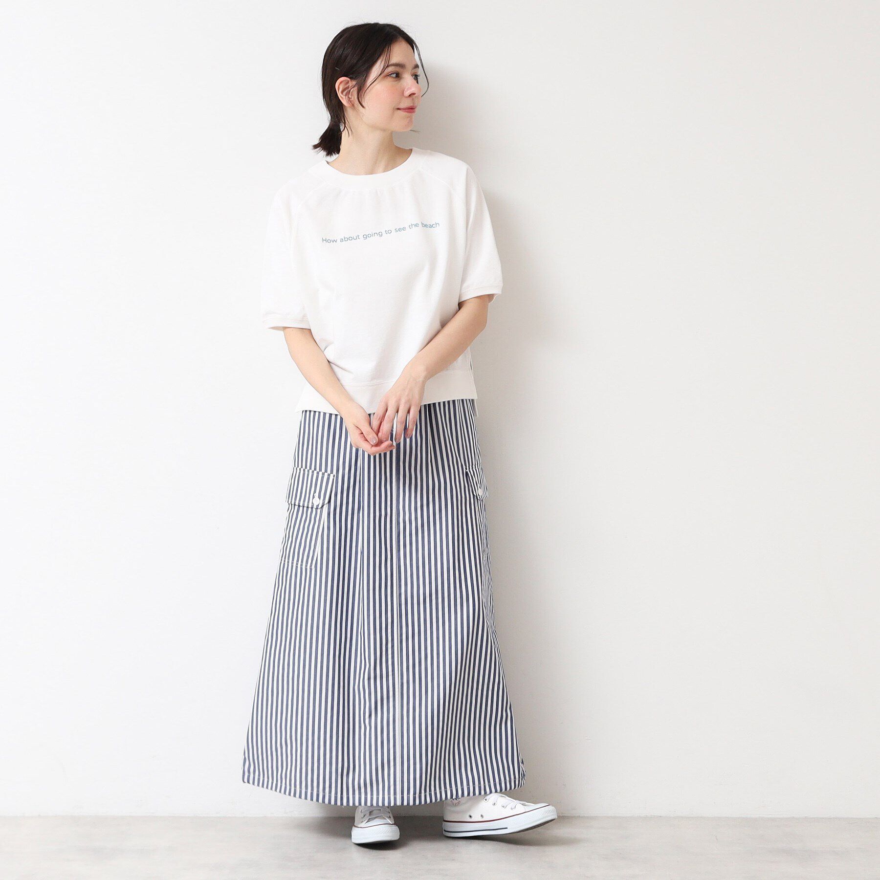 Dessin「【洗える・ウエストゴム】スピンドル付ストライプスカート（S～L）」|スカート|
