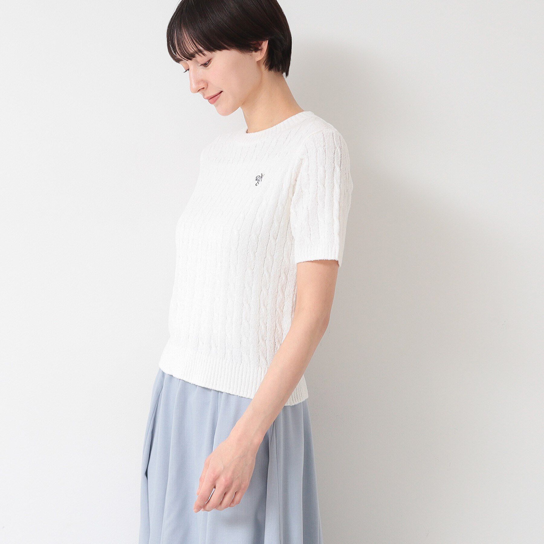 Dessin「【洗える】ケーブルクルーネックニット」|ニット・セーター|