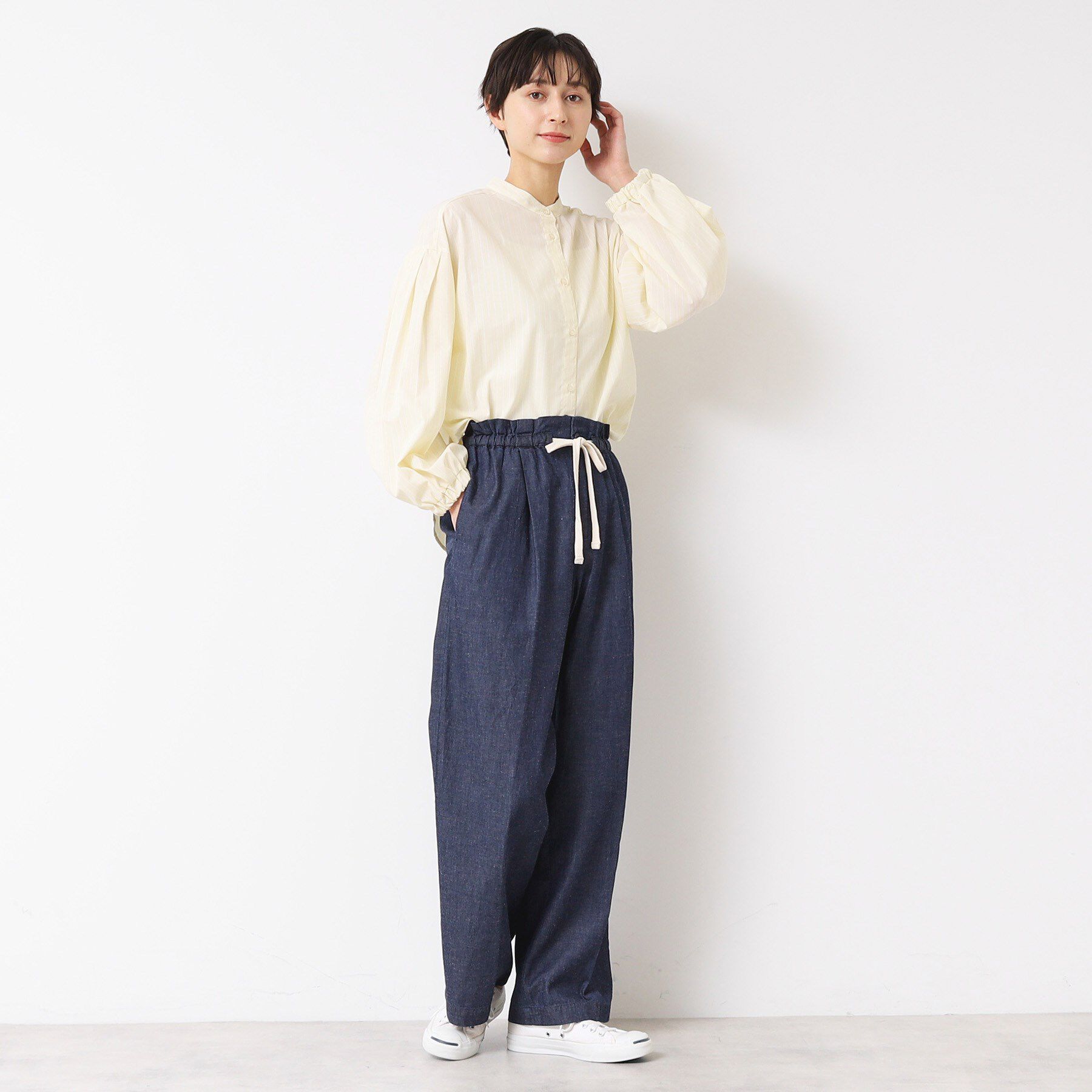 Dessin「【ウエストゴム・洗える】リネンブレンドデニム調イージーパンツ（XS～L）」|その他|