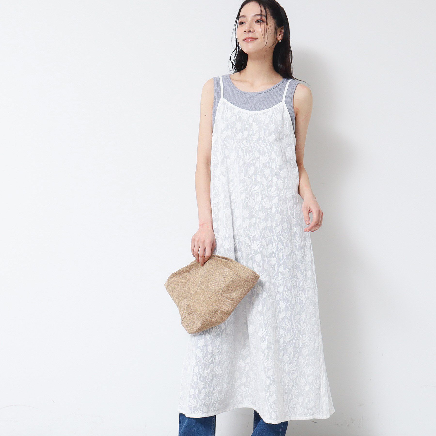Dessin「【洗える】刺繍柄インドレースキャミワンピース」|ワンピース|