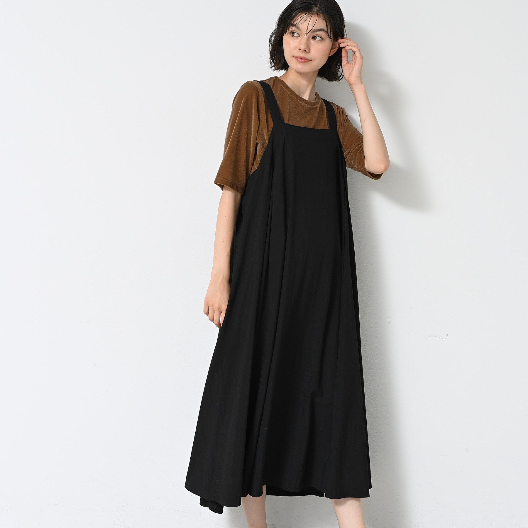 Dessin「【洗える】ナイロンジャンパースカート」|ワンピース|ブラック(019)