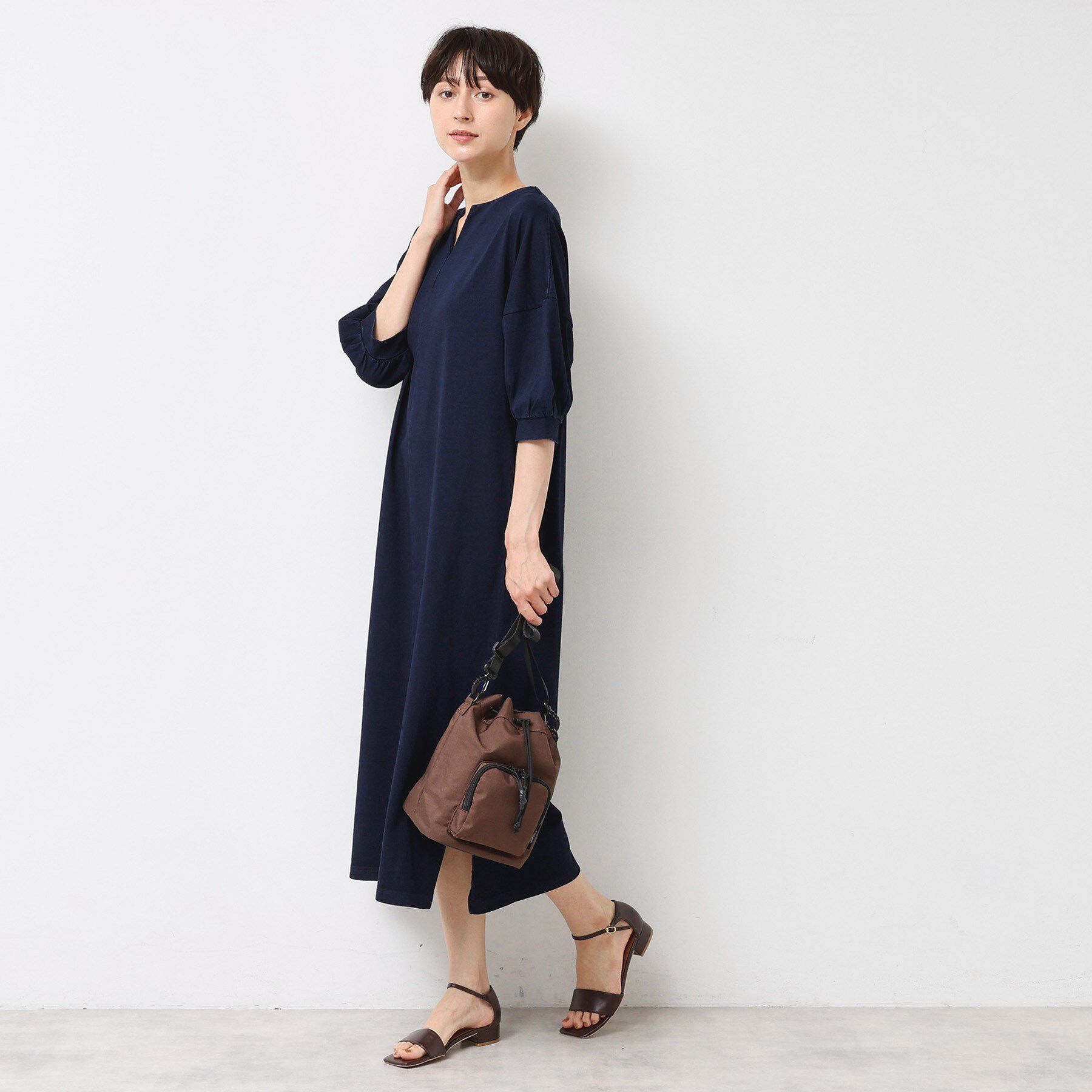 Dessin「【洗える】インディゴ天竺デニム調リラクシーワンピース」|ワンピース|