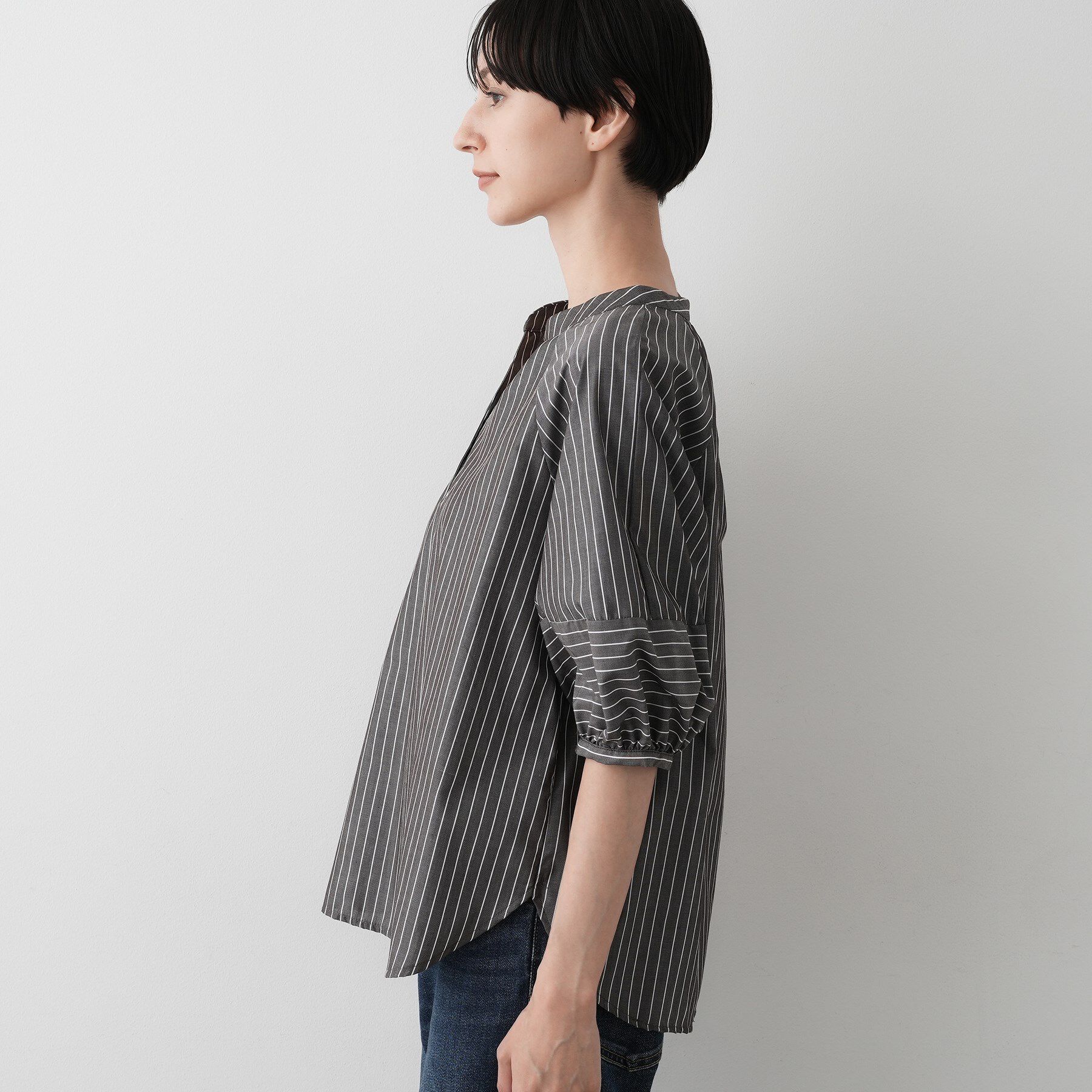 Dessin「【洗える/五分袖】ランタンスリーブスキッパーネックブラウス」|シャツ・ブラウス|