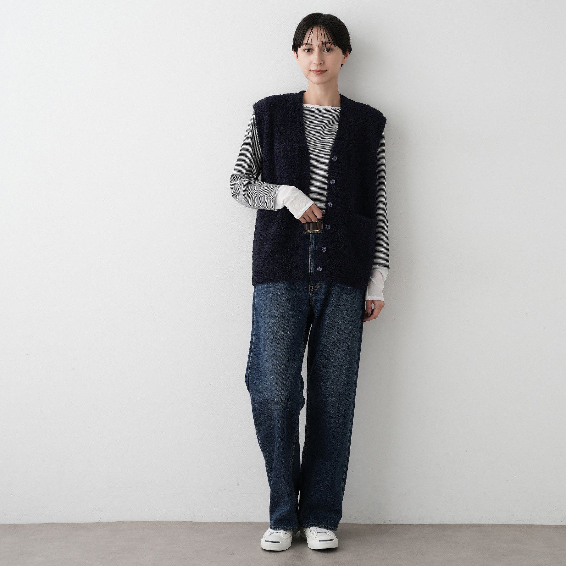 Dessin「【洗える】Vネックシャギーベスト」|ベスト・ジレ|