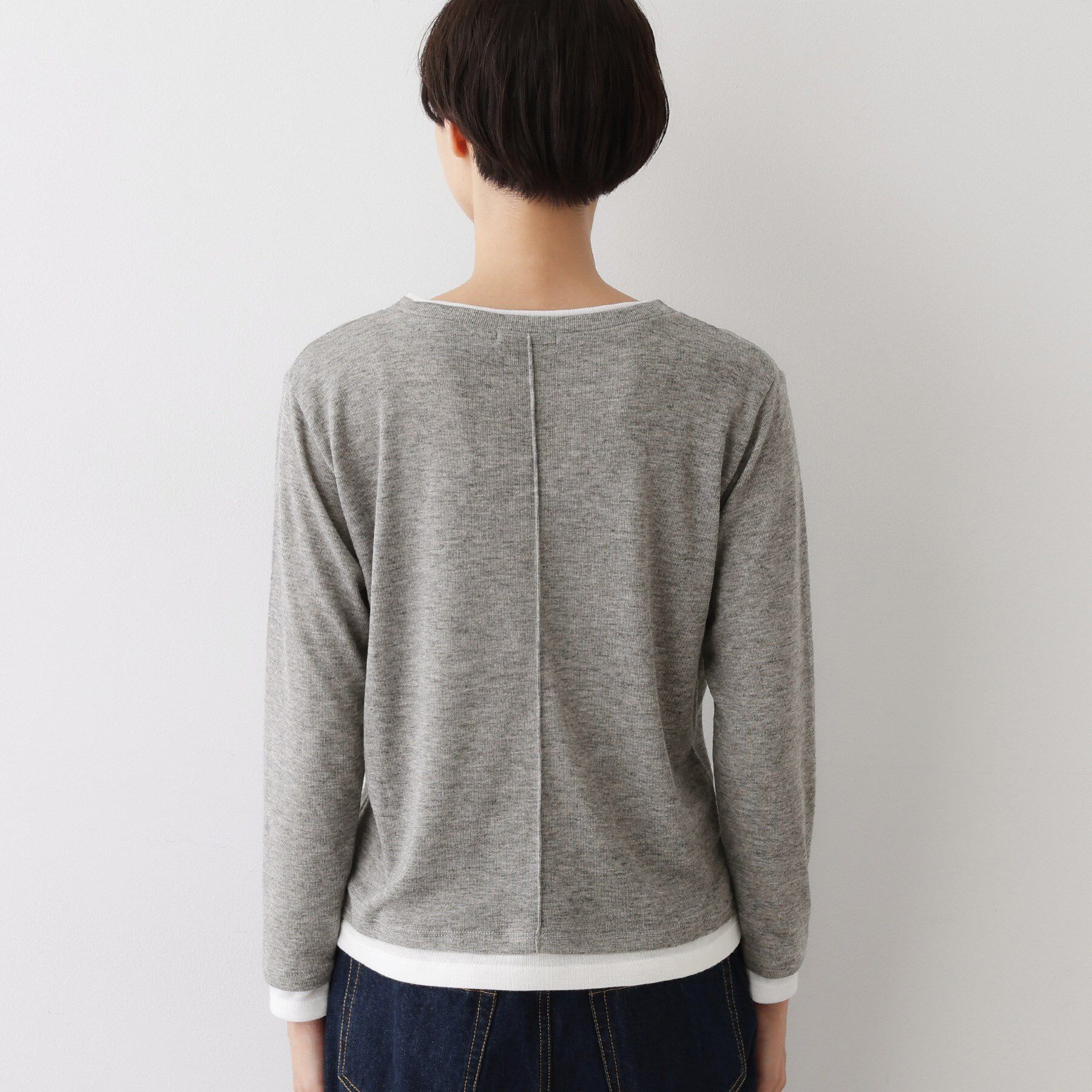 Dessin「【洗える】バイカラーシアーリブカットソー」|Tシャツ・カットソー|