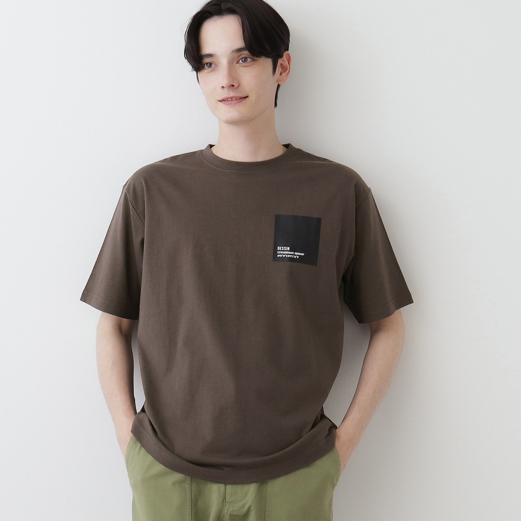Dessin「【洗える】オーガニックコットンロゴ入り半袖Tシャツ」|Tシャツ・カットソー|チャコールグレー(0