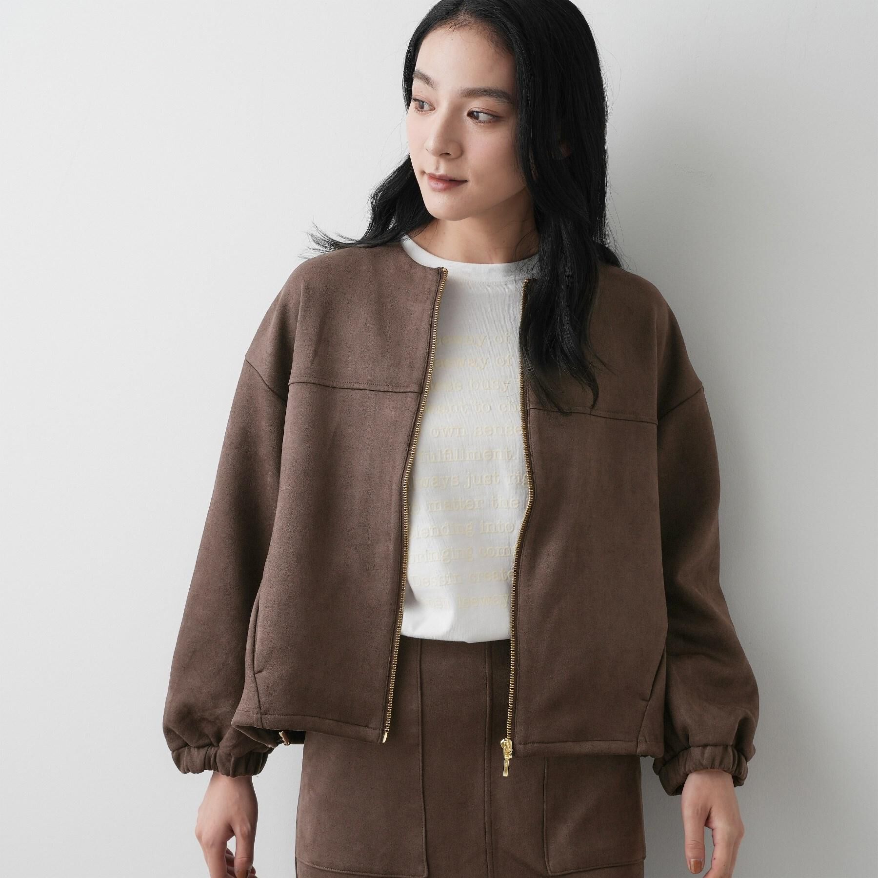 Dessin「【セットアップ可・洗える】マシュマロスウェードジップブルゾン」|ブルゾン・スタジャン|ブラウン(043)