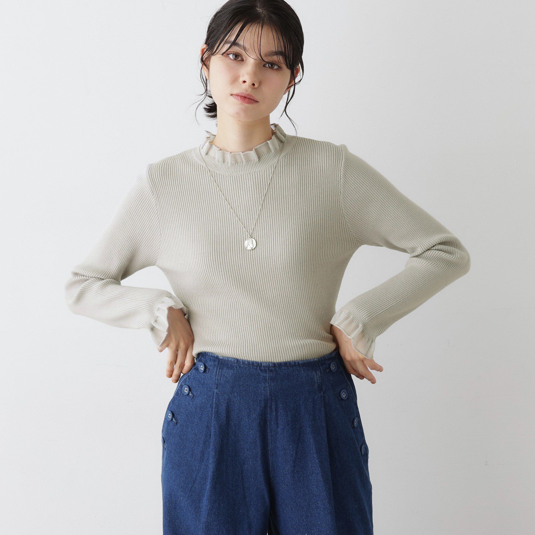 Dessin「【洗える】オーガンジーフリルニット」|ニット・セーター|