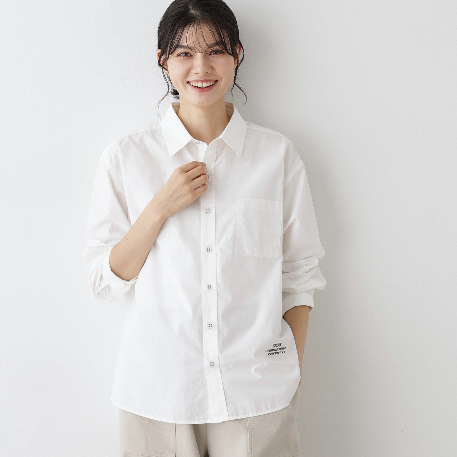 Dessin「【ユニセックス/洗える】コットンブロードシャツ」|シャツ・ブラウス|