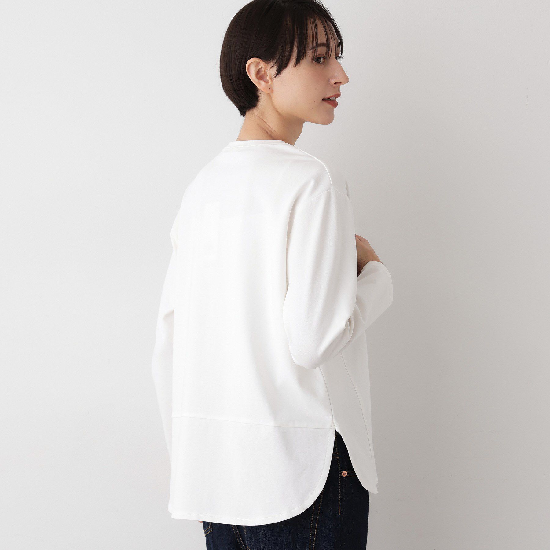 Dessin「【美シルエット/洗える】切替カットソー」|Tシャツ・カットソー|ホワイト(002)