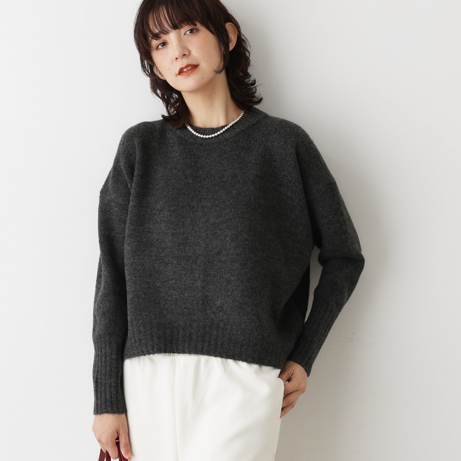 Dessin「【洗える】クルーネックワイドニット」|ニット・セーター|チャコールグレー(0