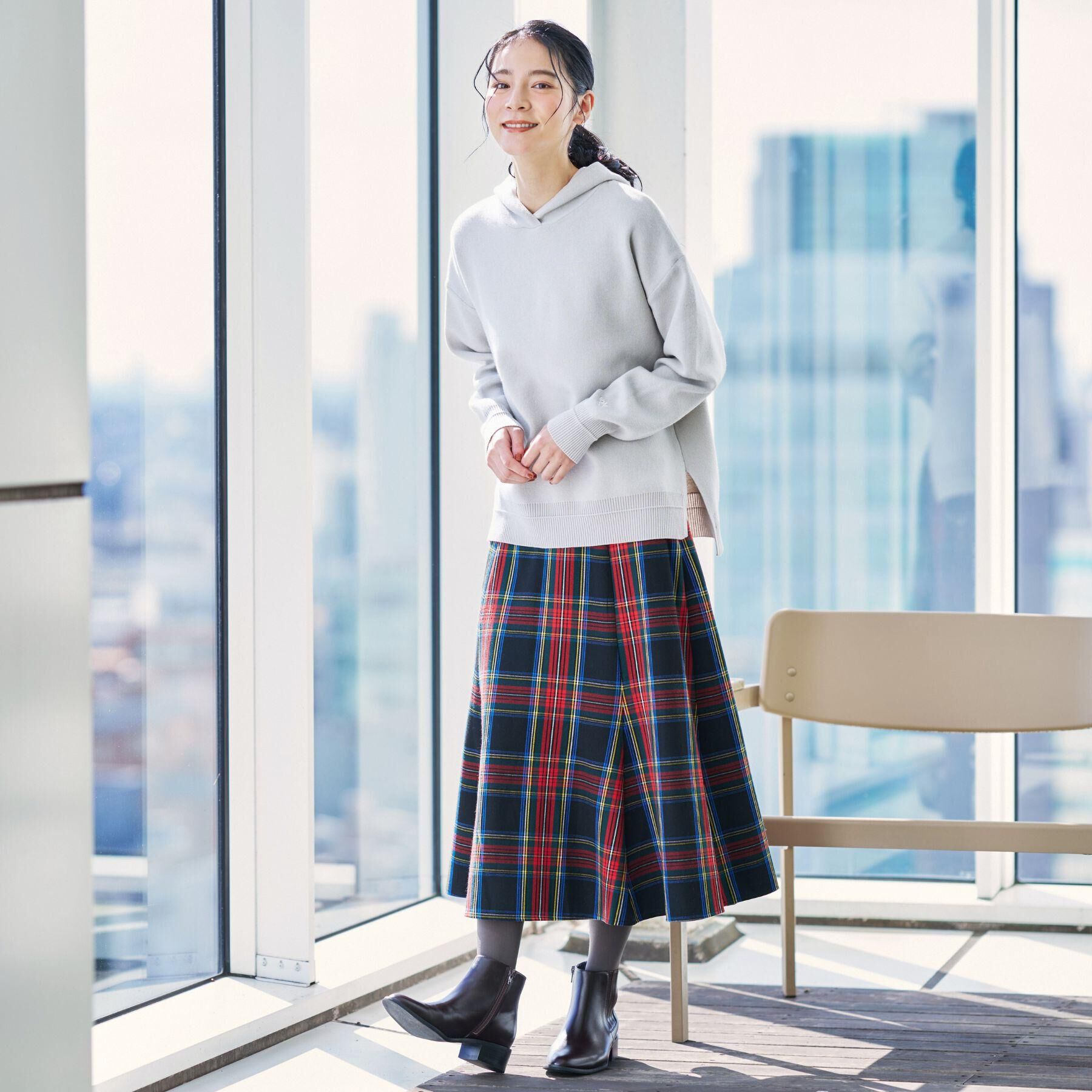 Dessin「【洗える】チェック柄起毛フレアスカート」|スカート|