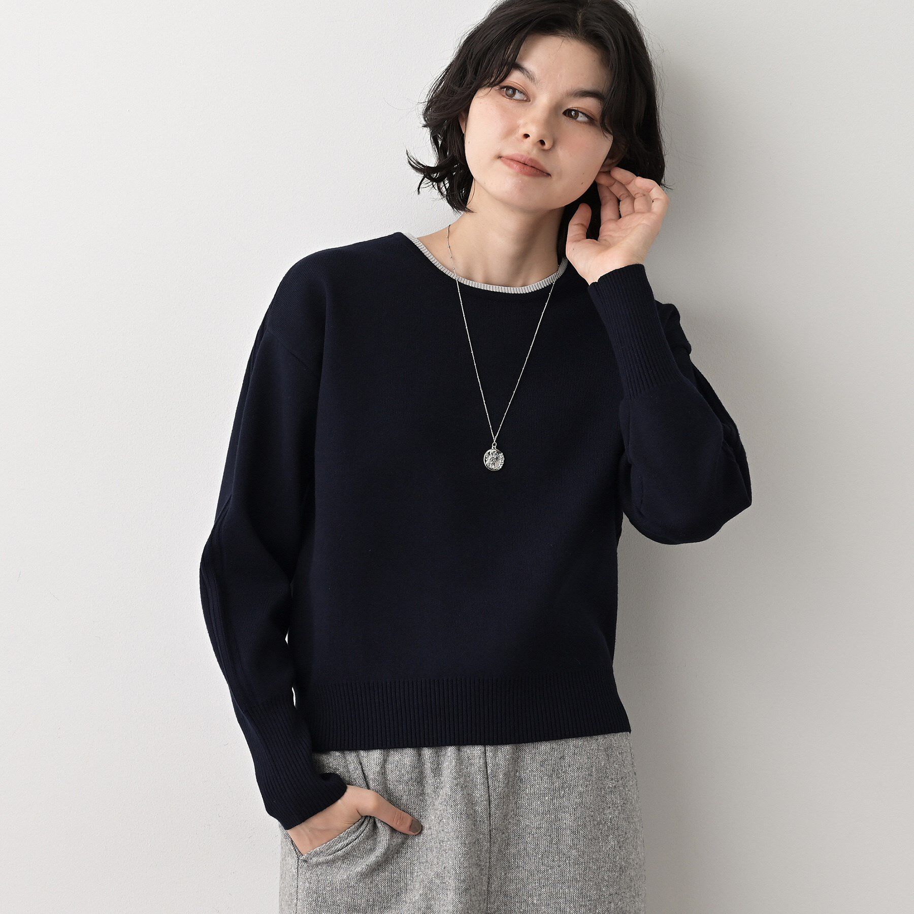 Dessin「【洗える】カシミヤブレンドスウェットライクニット」|ニット・セーター|