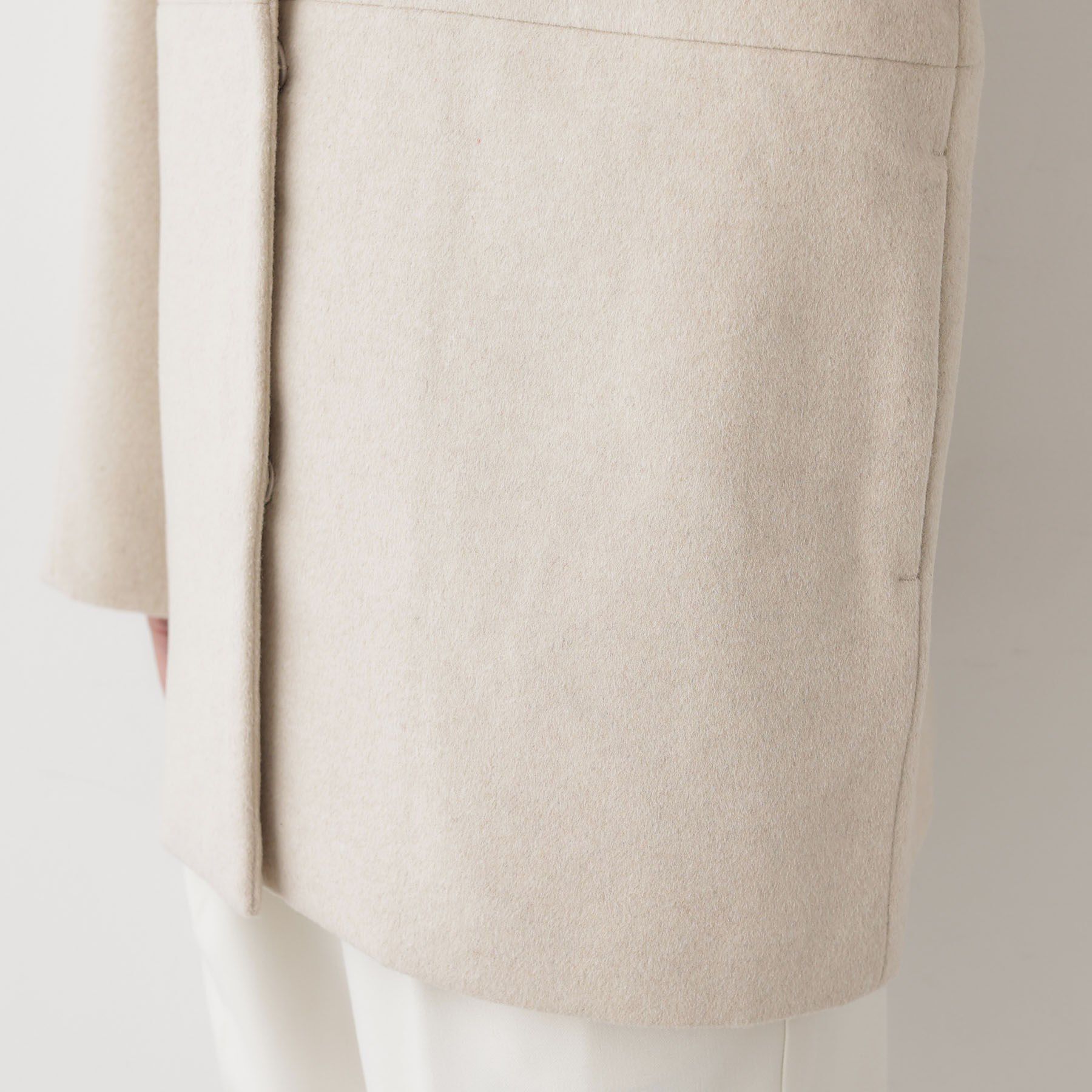 Dessin「ウール混クルーネックコート」|ノーカラーコート|