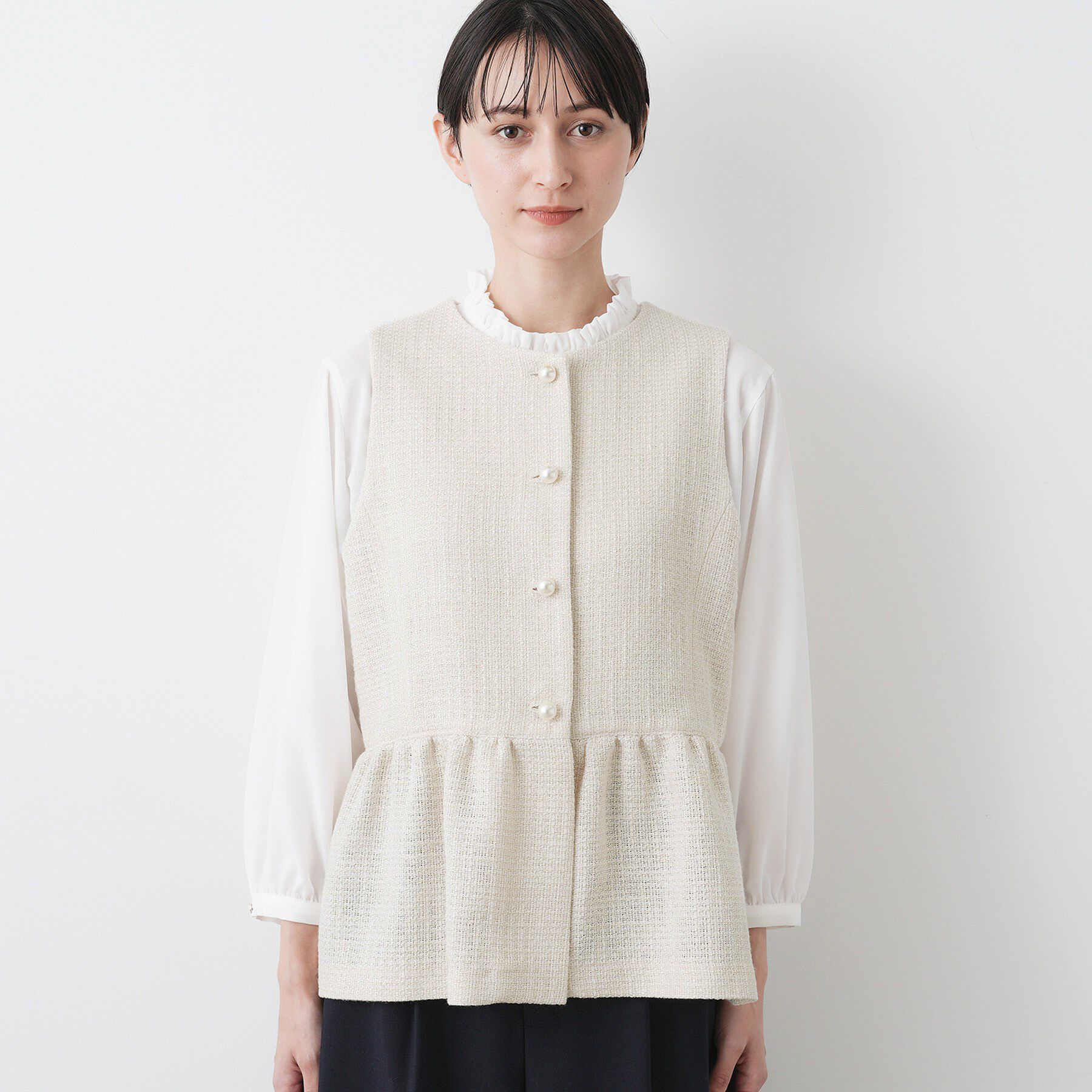 Dessin「【入卒/セレモニー】パール調ボタンベスト」|ベスト・ジレ|