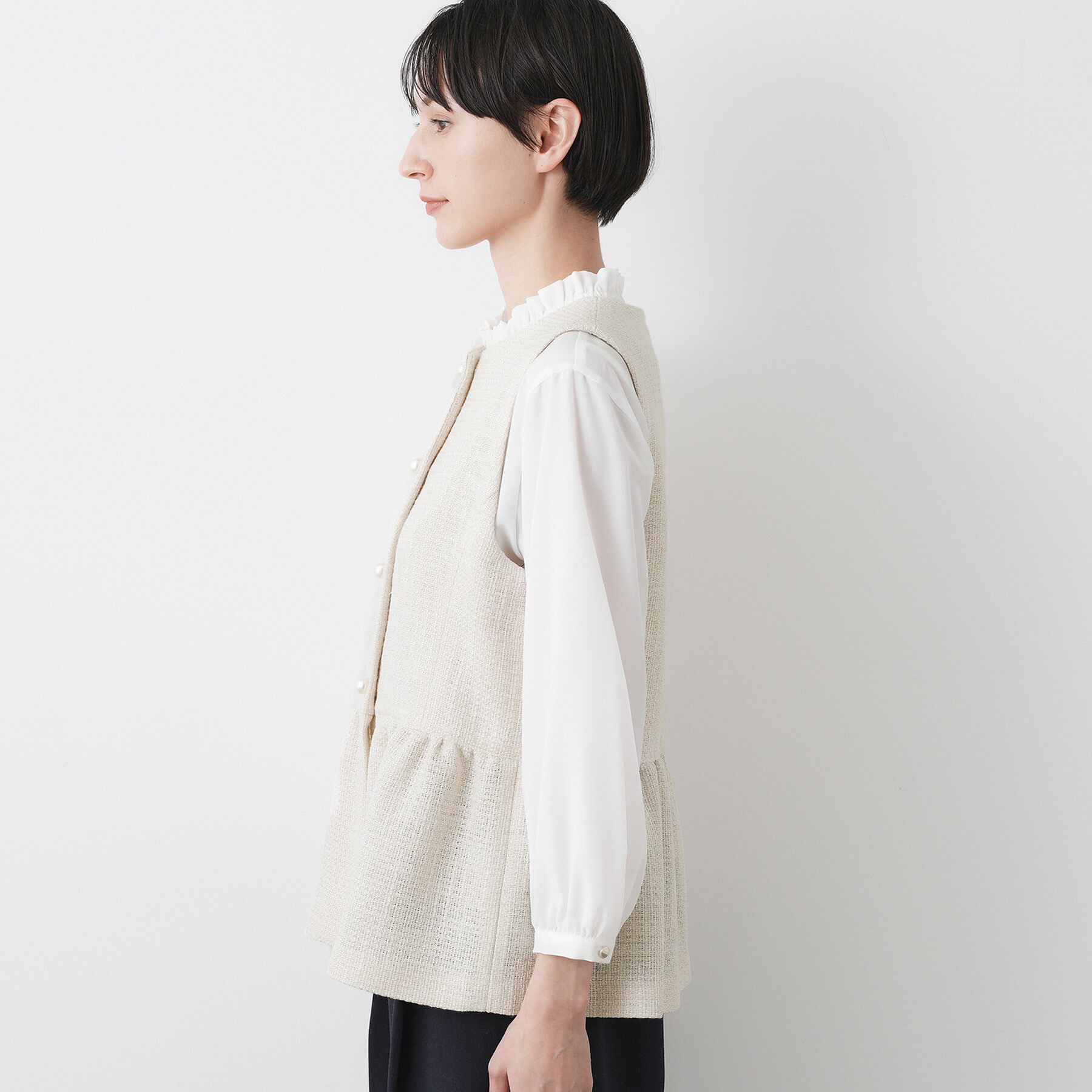 Dessin「【入卒/セレモニー】パール調ボタンベスト」|ベスト・ジレ|