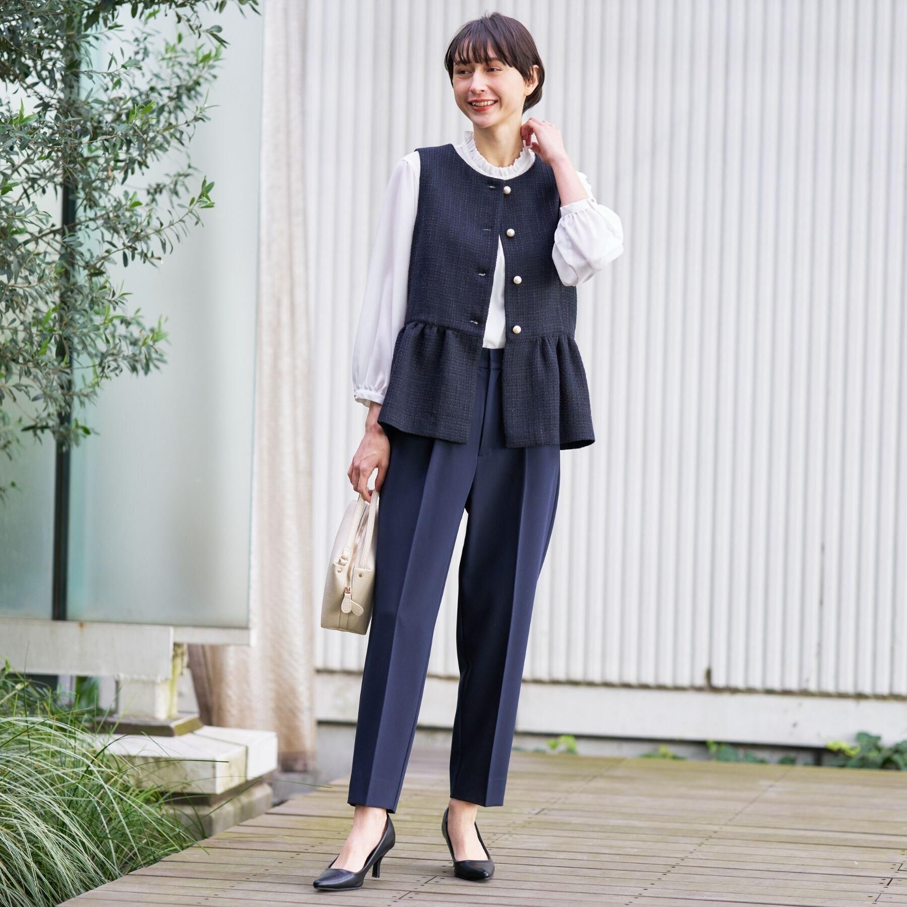 Dessin「【入卒/セレモニー】パール調ボタンベスト」|ベスト・ジレ|