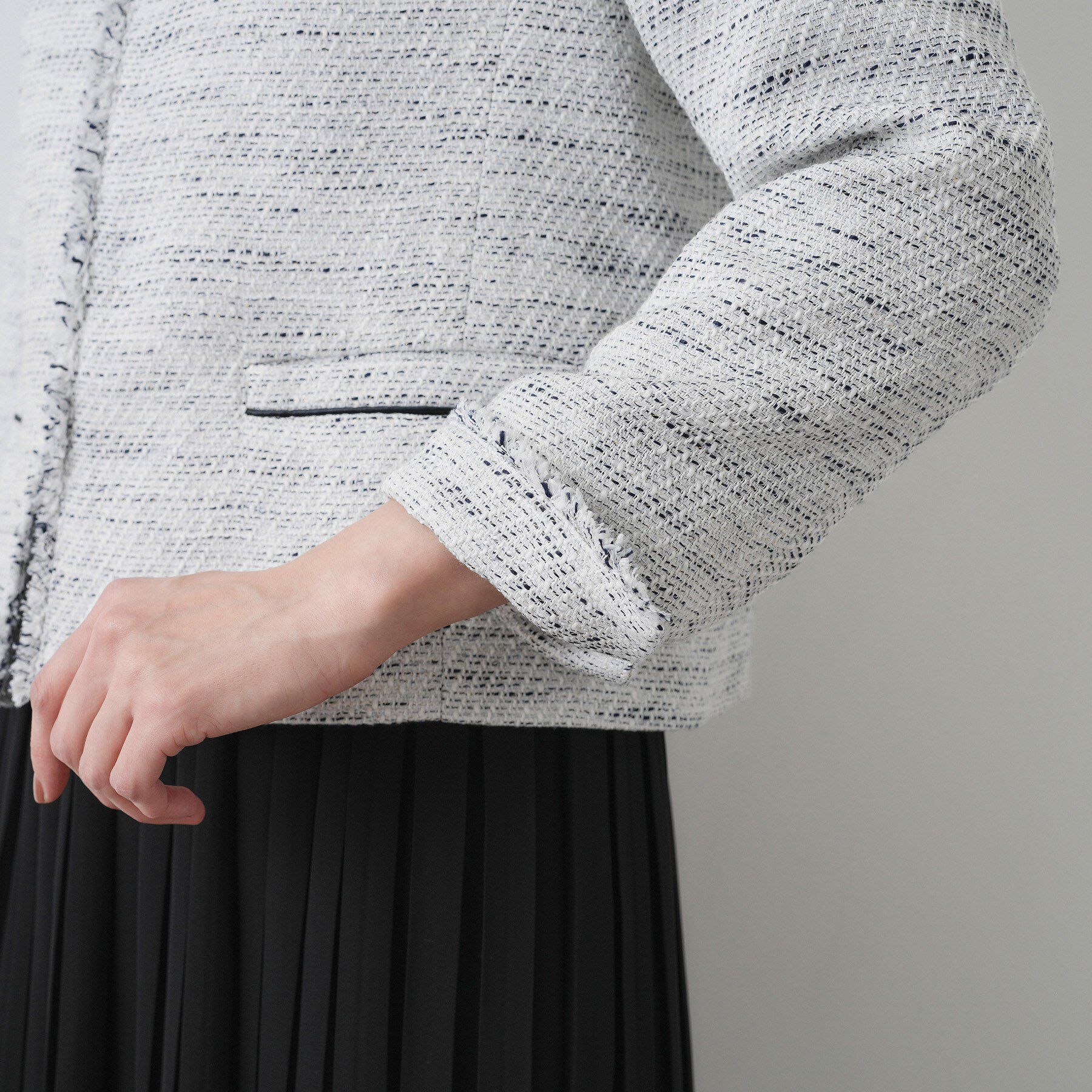 Dessin「ツイードクルーネックジャケット」|ノーカラージャケット|