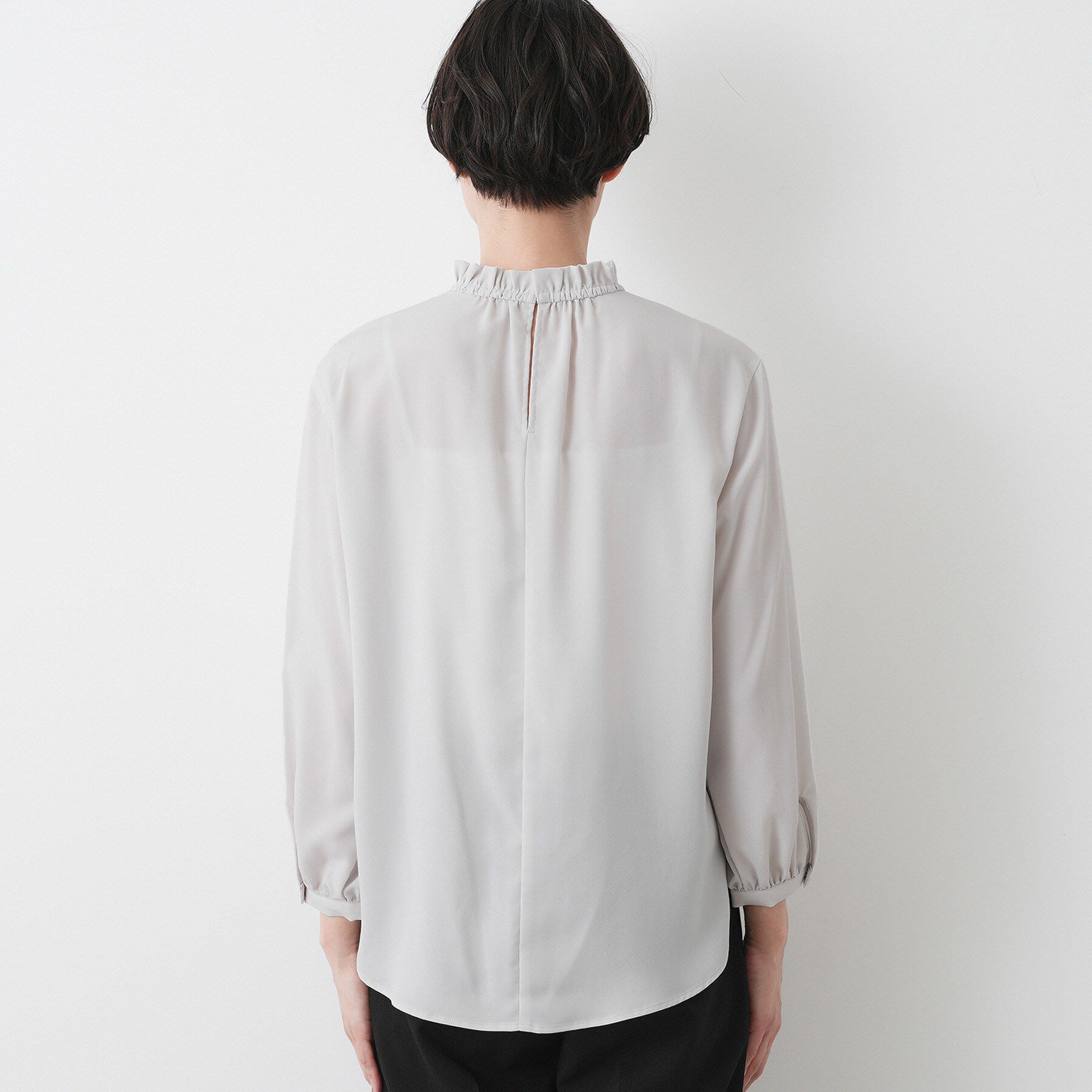 Dessin「【洗える】フリルネックジョーゼットブラウス」|シャツ・ブラウス|