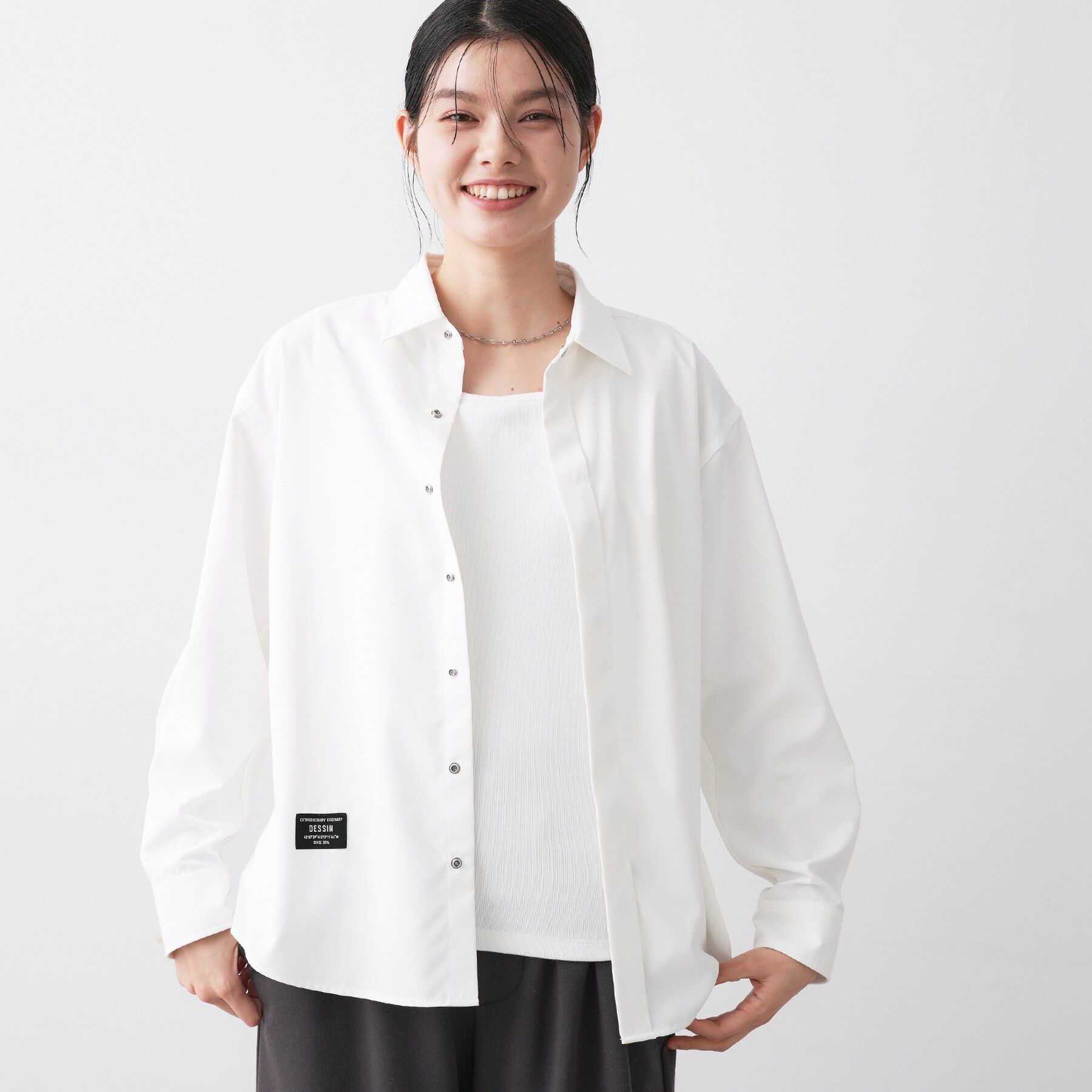 Dessin「【ユニセックス/撥水】コットンライクカラーシャツ」|シャツ・ブラウス|ホワイト(001)