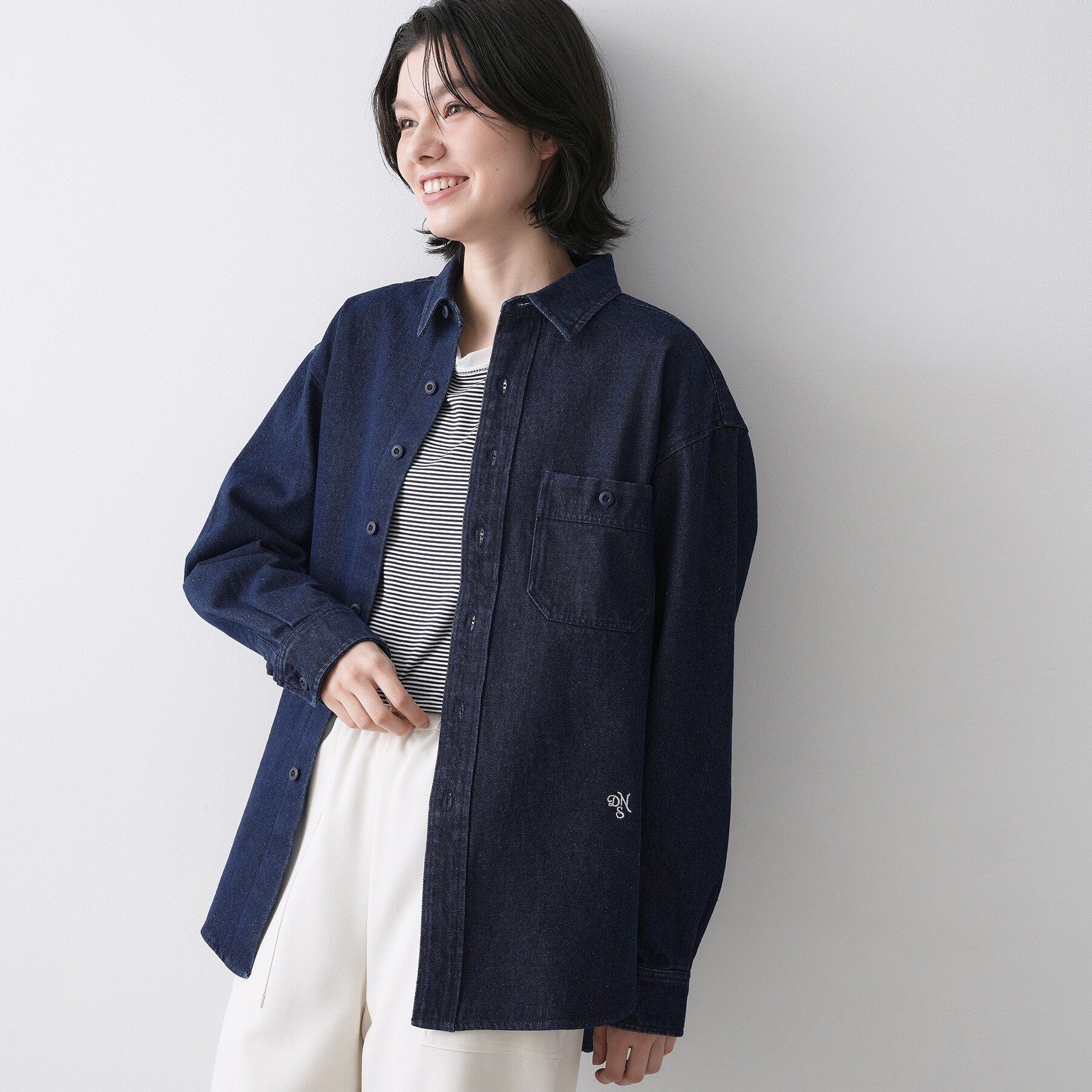 Dessin「【ユニセックス/洗える】10OZデニムシャツ」|シャツ・ブラウス|ネイビー(094)
