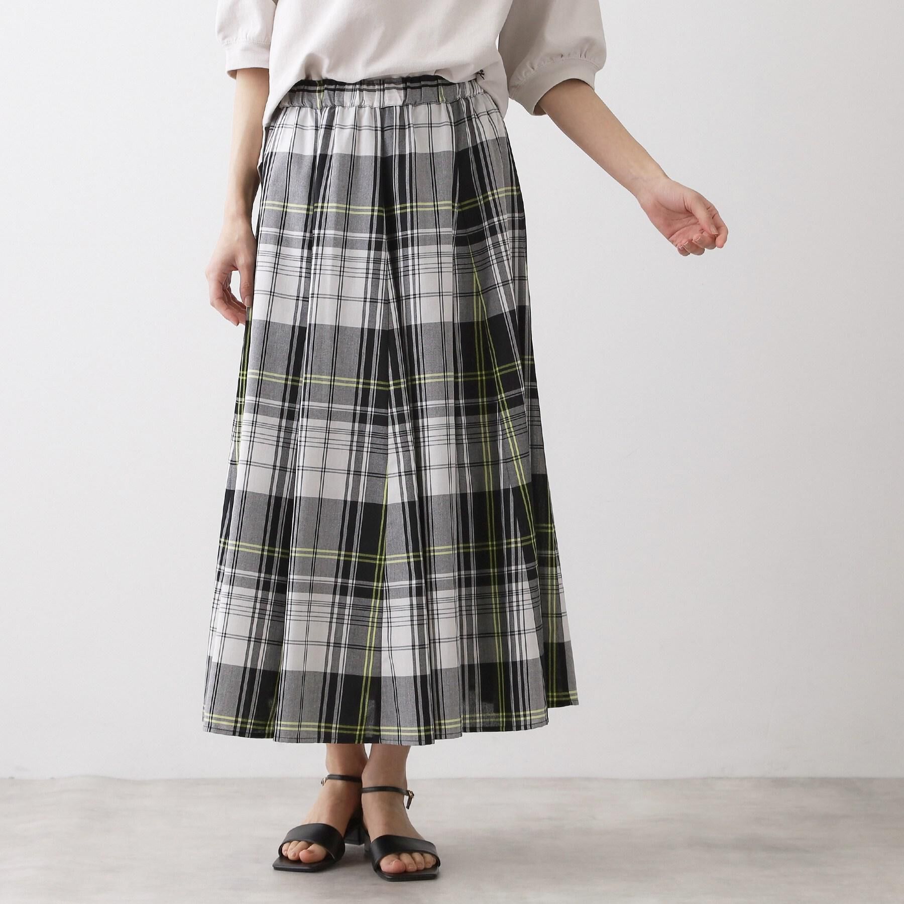 Dessin「【ウエストゴム/洗える】映えチェック柄スカート」|スカート|イエロー(231)