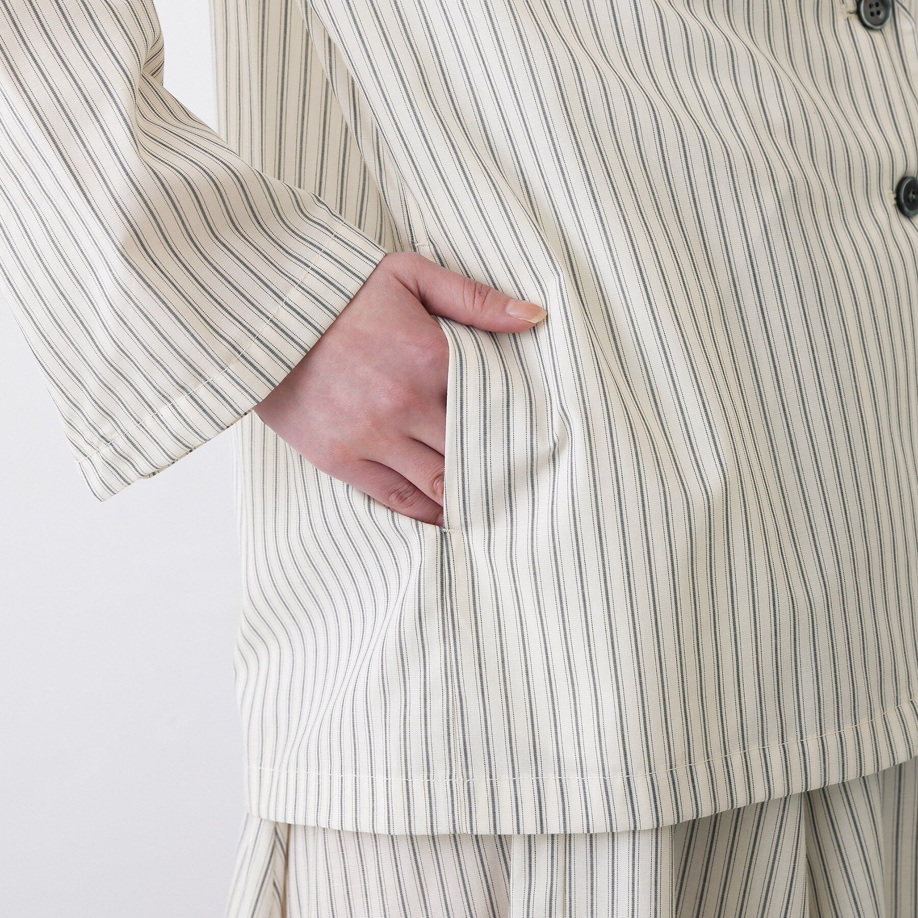 Dessin「【セットアップ可/洗える】ストライプシャツジャケット」|テーラードジャケット|