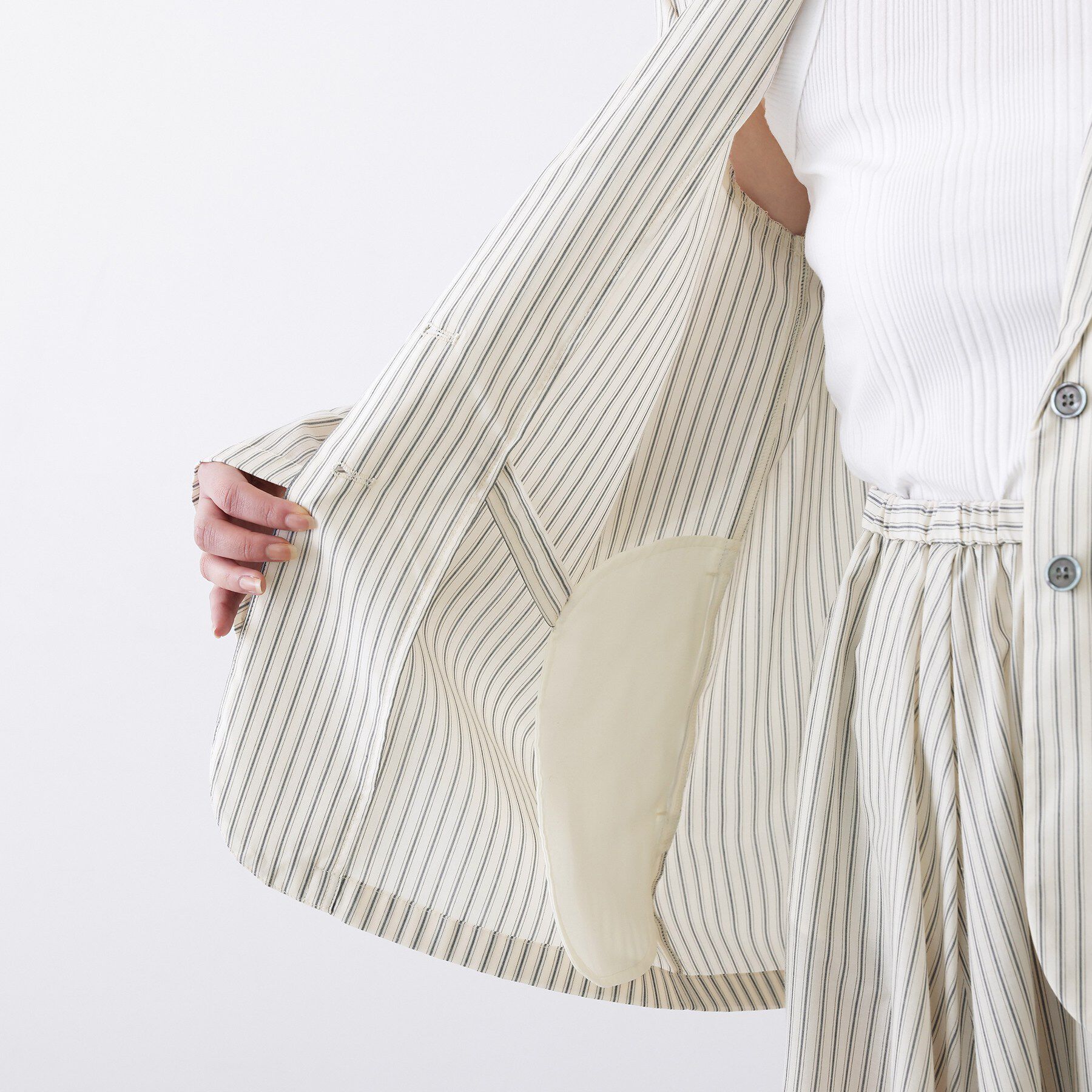 Dessin「【セットアップ可/洗える】ストライプシャツジャケット」|テーラードジャケット|