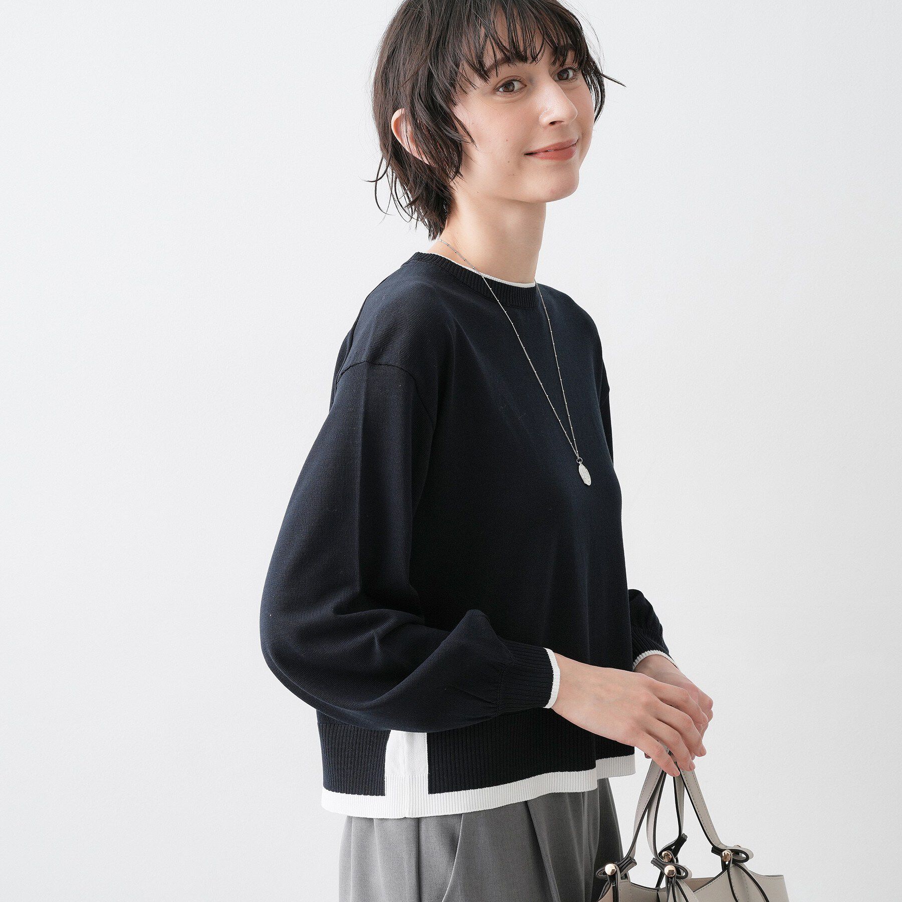 Dessin「【洗える】バイカラーデザインニット」|ニット・セーター|