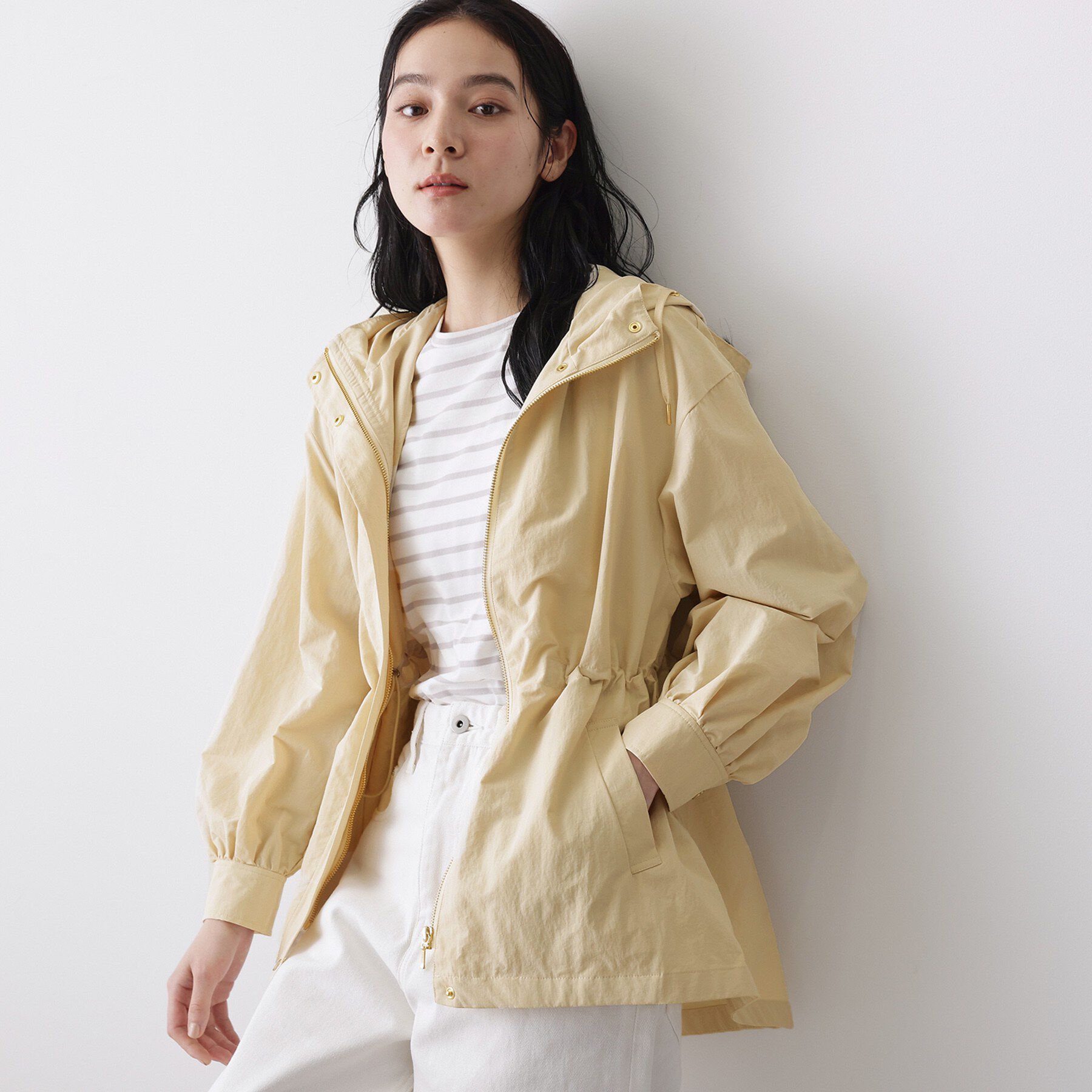 Dessin「【撥水・洗える】フーデッドライトブルゾン」|ブルゾン・スタジャン|