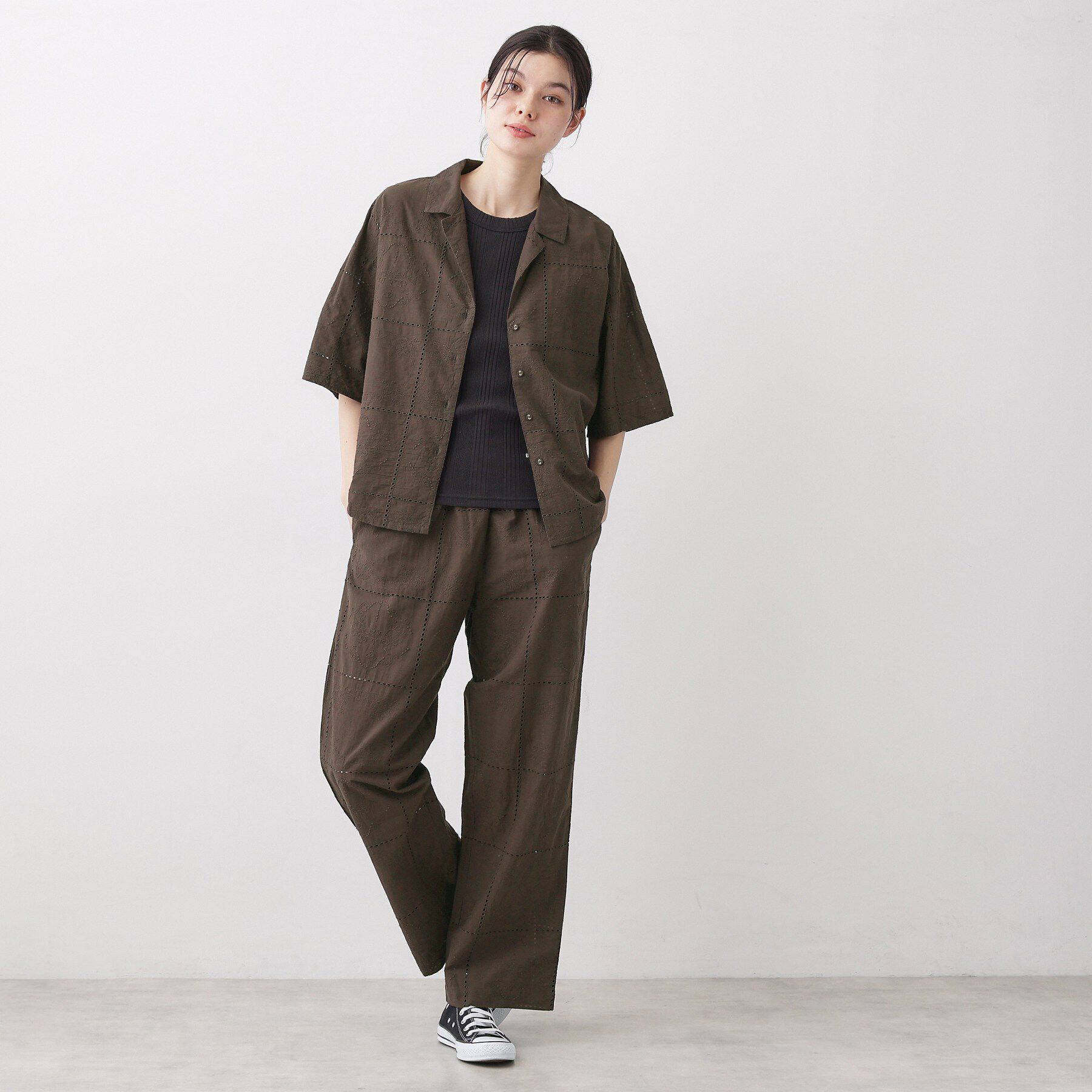 Dessin「【セットアップ可/ウエストゴム】刺繍スクエアレースワイドパンツ」|その他|