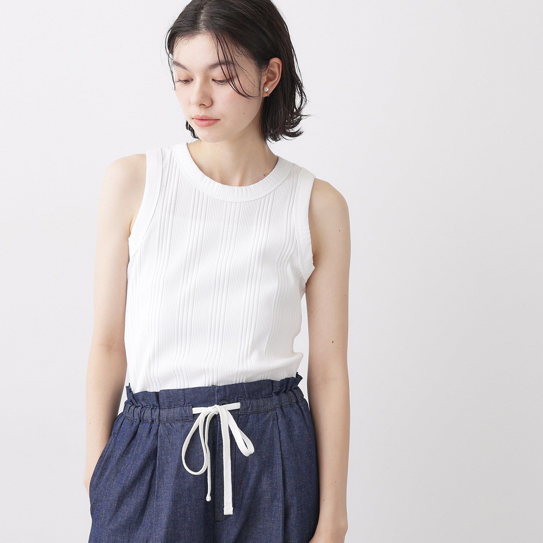 Dessin「【ユニセックス/洗える】クルーネックリブタンクトップ」|キャミソール|