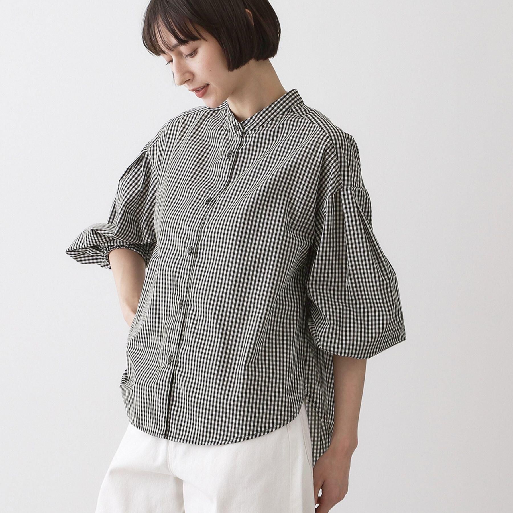 Dessin「【洗える】バルーンスリーブバンドカラーシャツ」|シャツ・ブラウス|