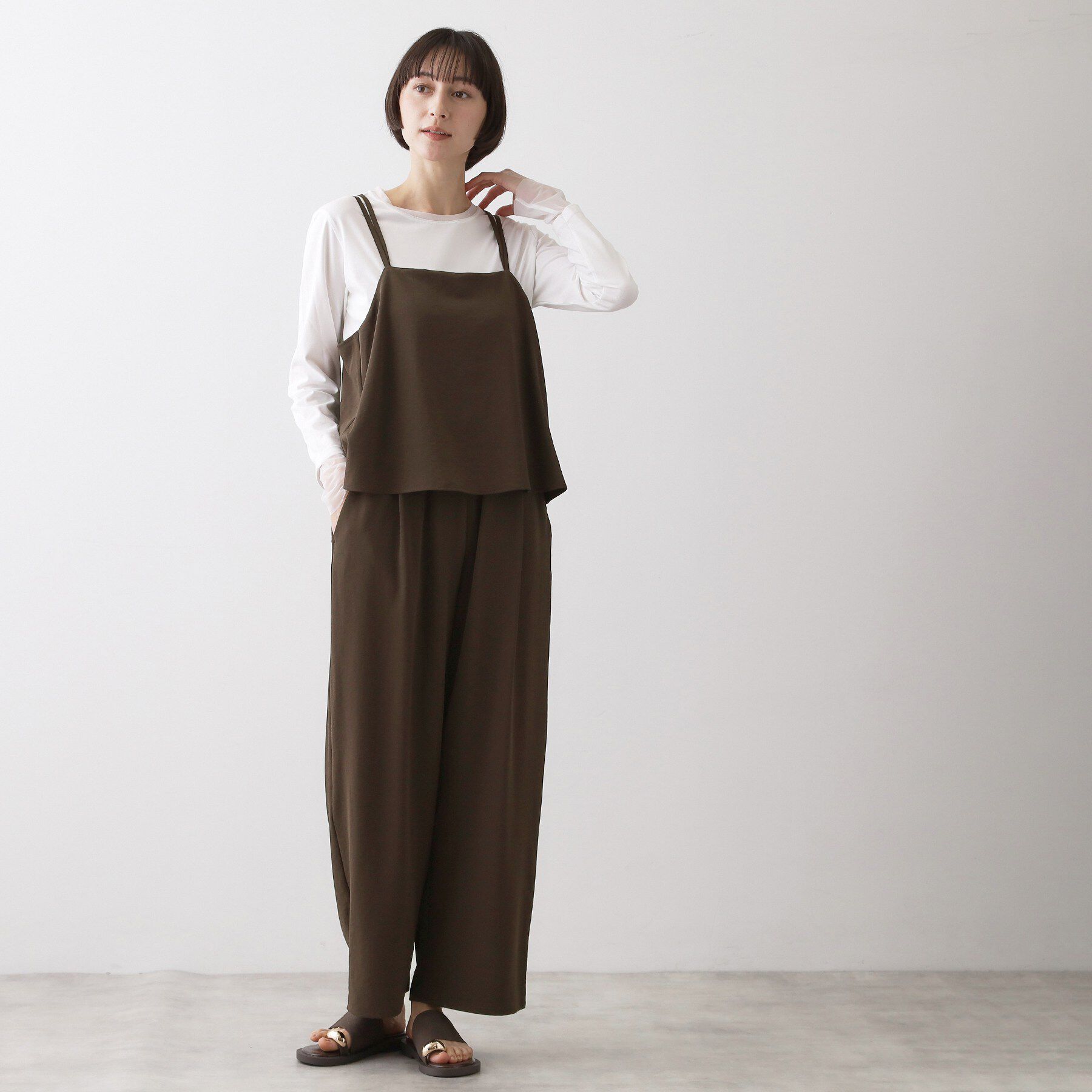 Dessin「【吸汗速乾/洗える】リラクシーキャミサロペット」|オールインワン|