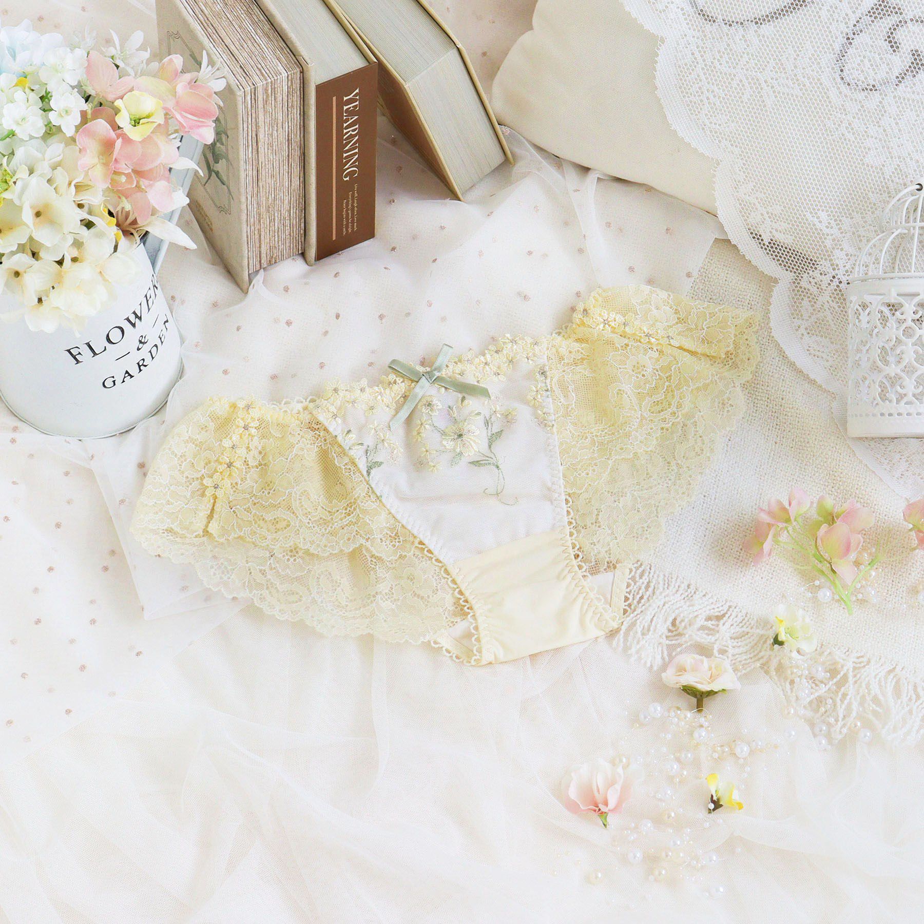 Risa Magli「レーナ レースショーツ」|インナー|イエロー(032)