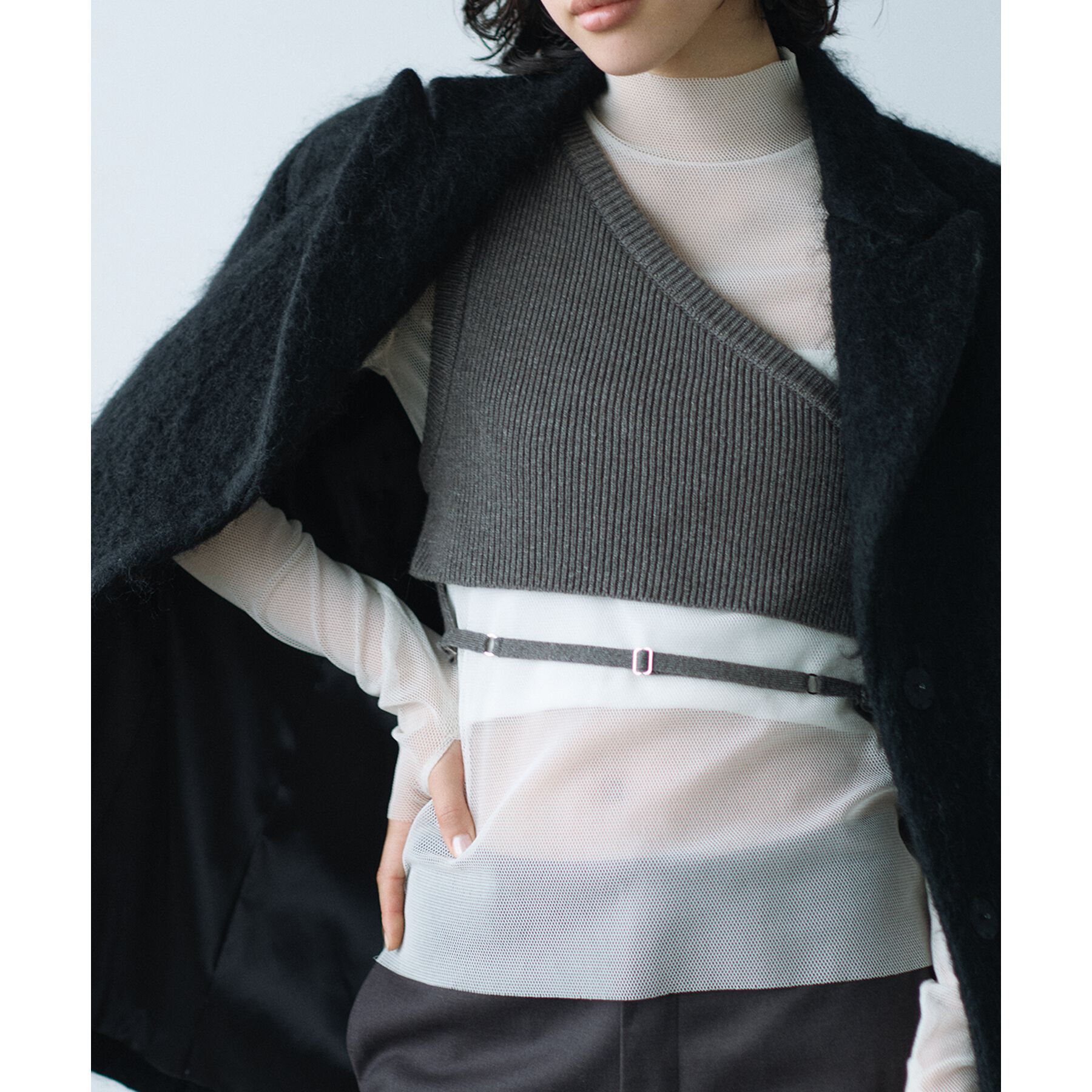 CODE A「asymmetry knit vest」|ニット・セーター|グレー(012)