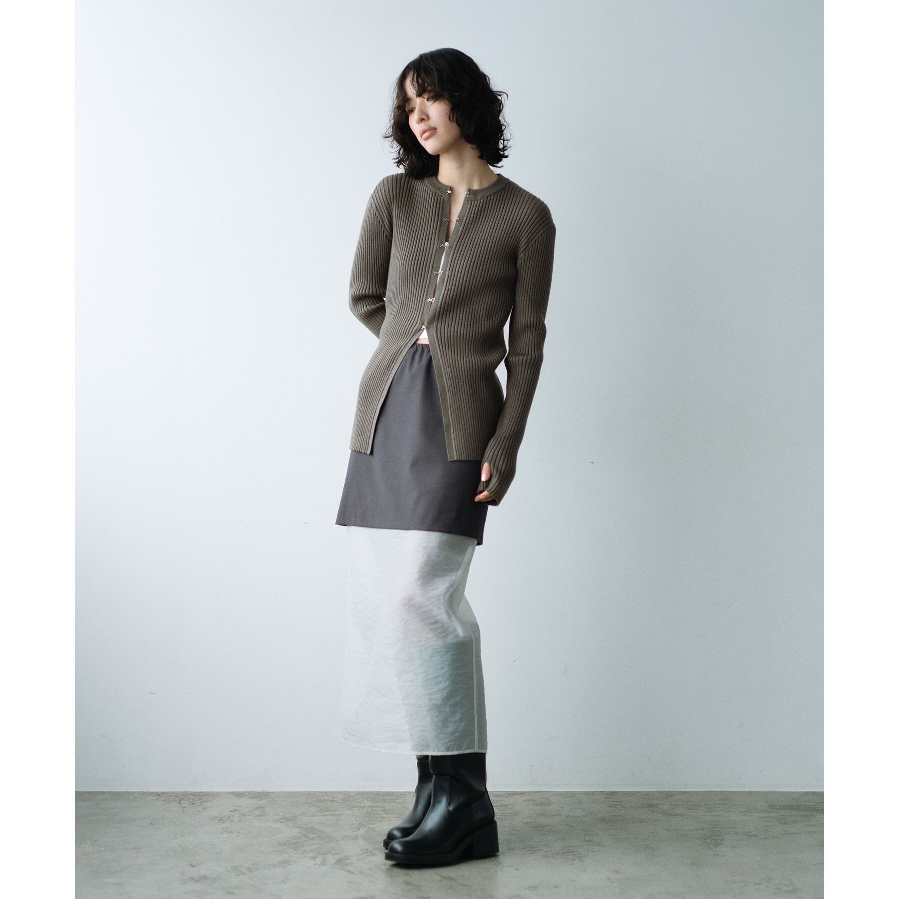 CODE A「fronthook knit cardigan」|カーディガン|