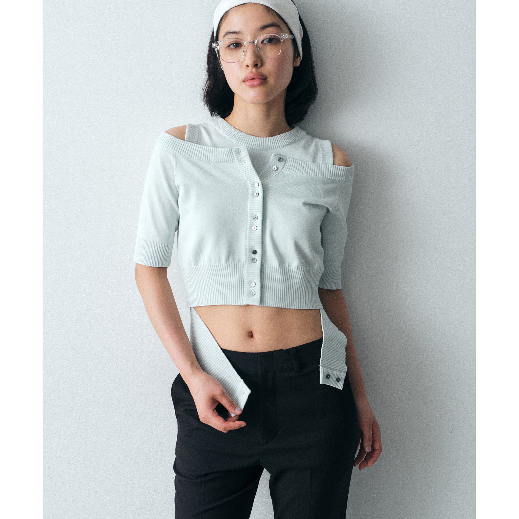 CODE A「design knit short cardigan」|カーディガン|