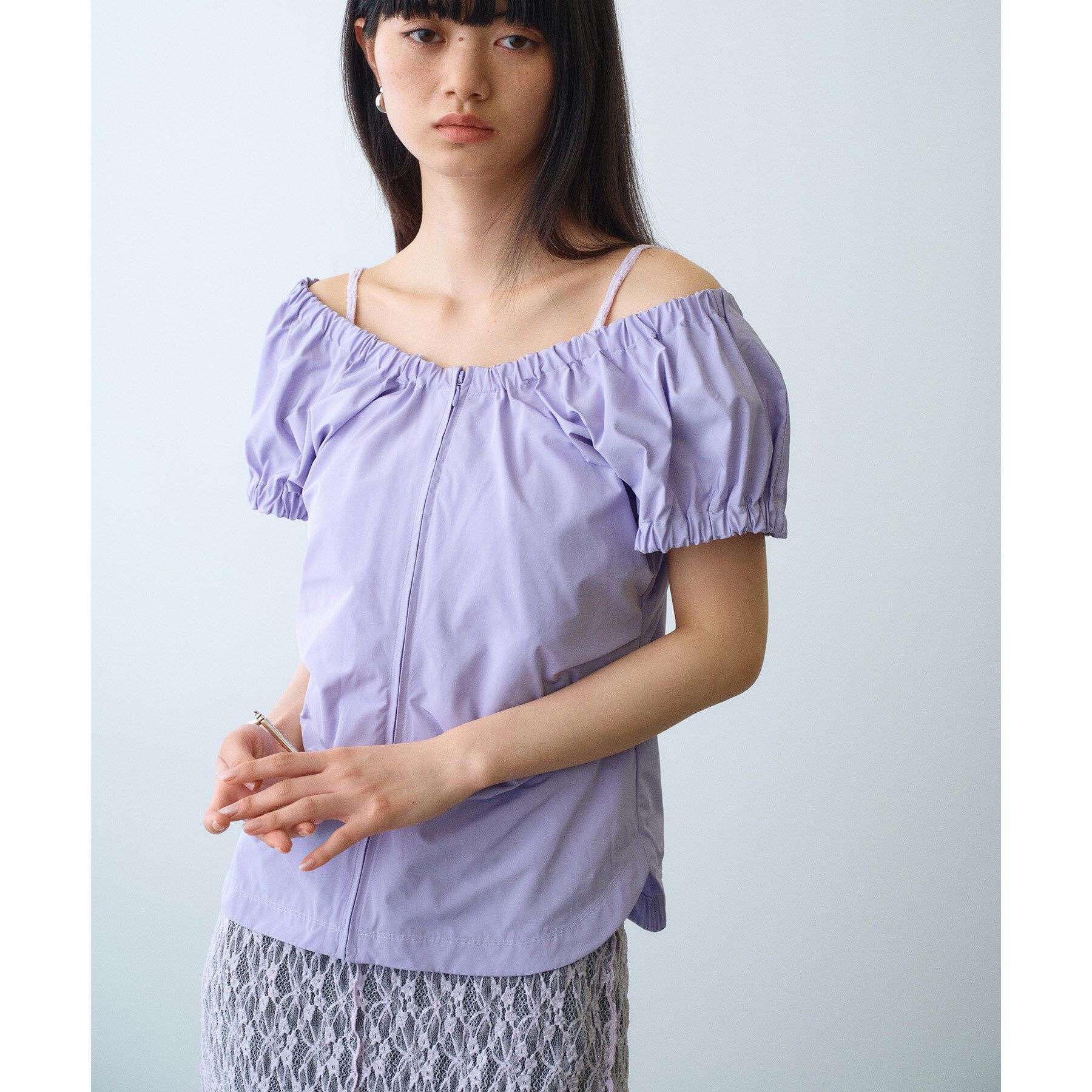 CODE A「sporty gathered blouse」|シャツ・ブラウス|パープル(081)
