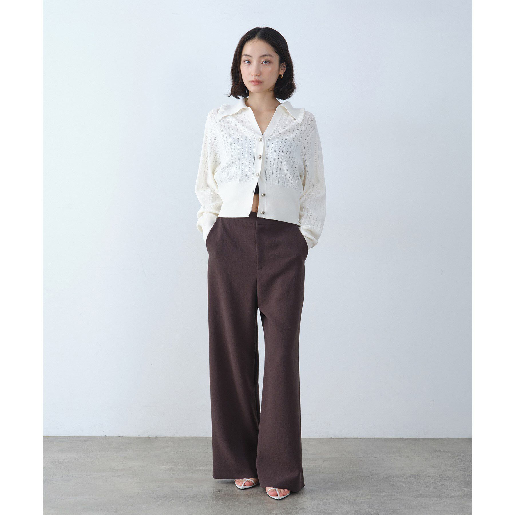 CODE A「sleek collar knit」|カーディガン|