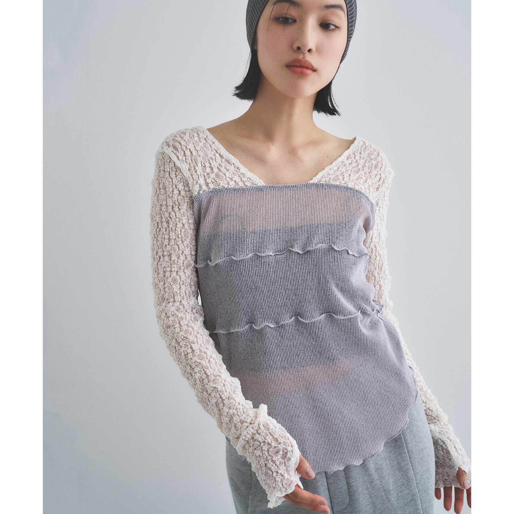 CODE A「【Re】sensual lace sheer top」|Tシャツ・カットソー|