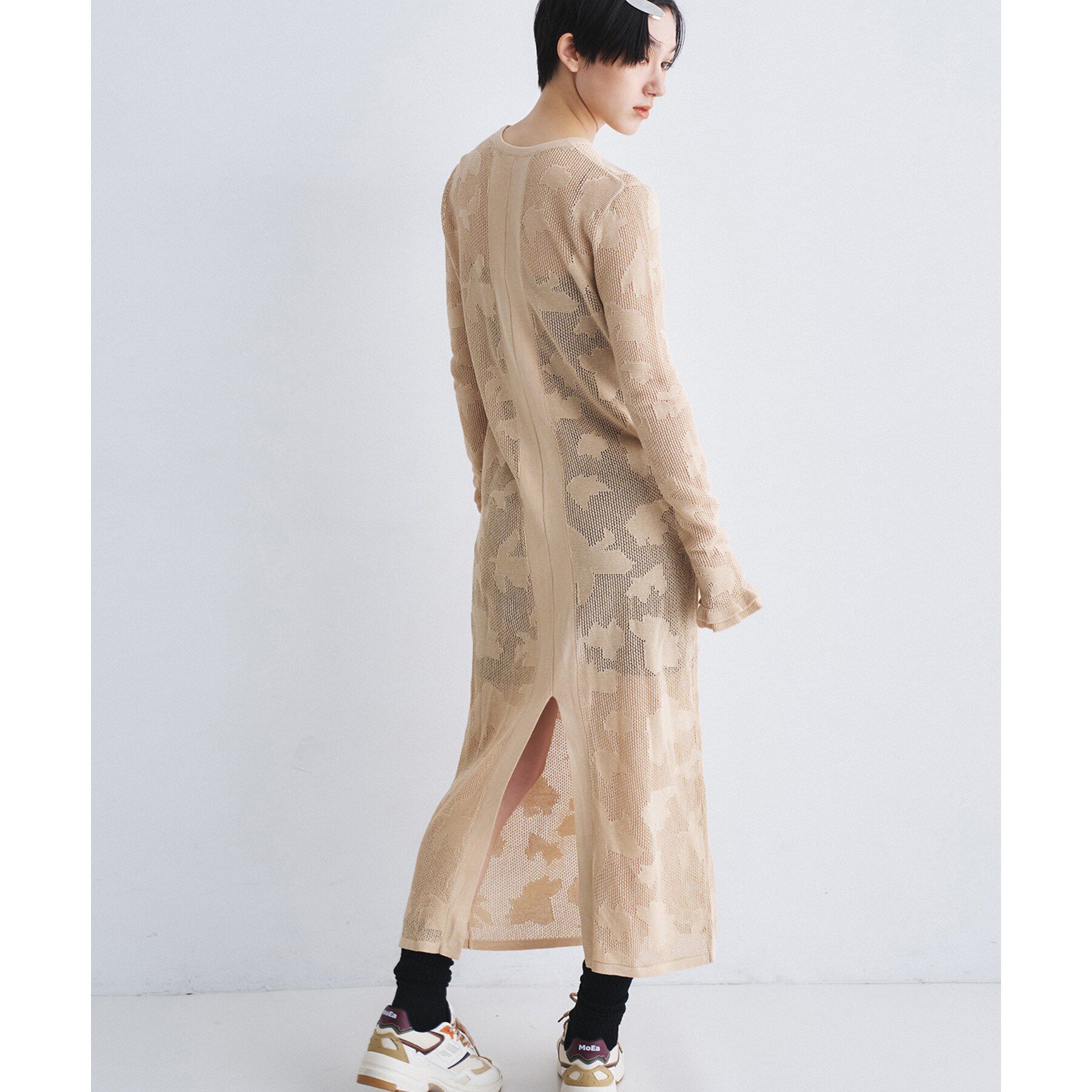 CODE A「flower mesh dress」|ワンピース|ベージュ(452)