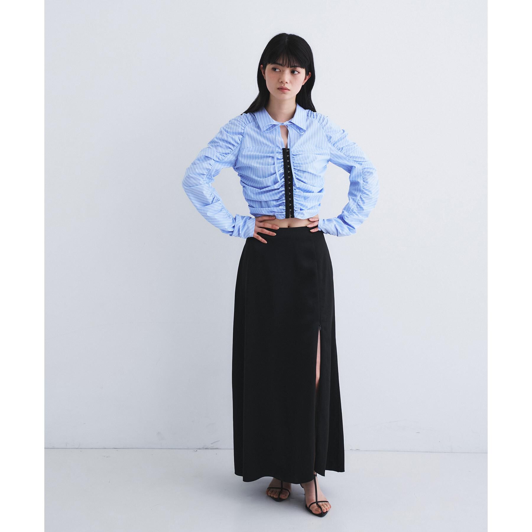 CODE A「stripe gather shirt」|シャツ・ブラウス|