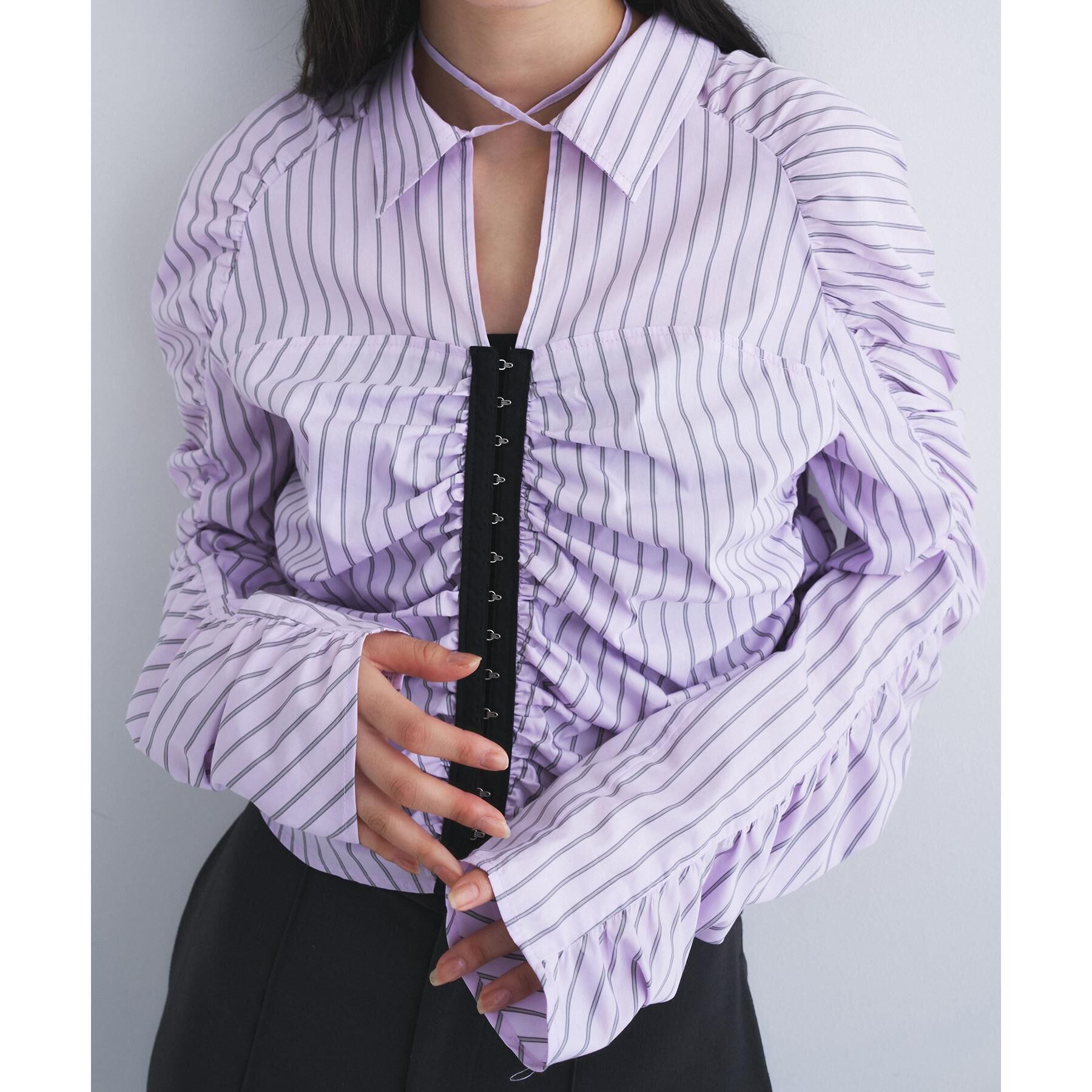 CODE A「stripe gather shirt」|シャツ・ブラウス|