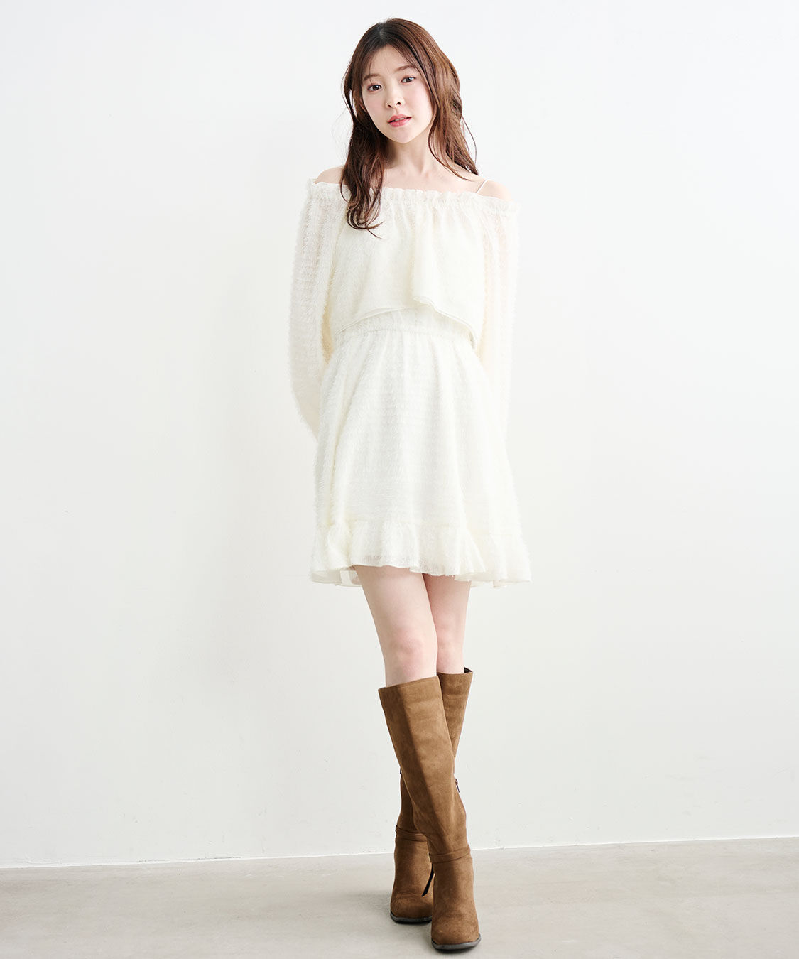 COCO DEAL「フラッフィーオフショルミニワンピース」|ワンピース|