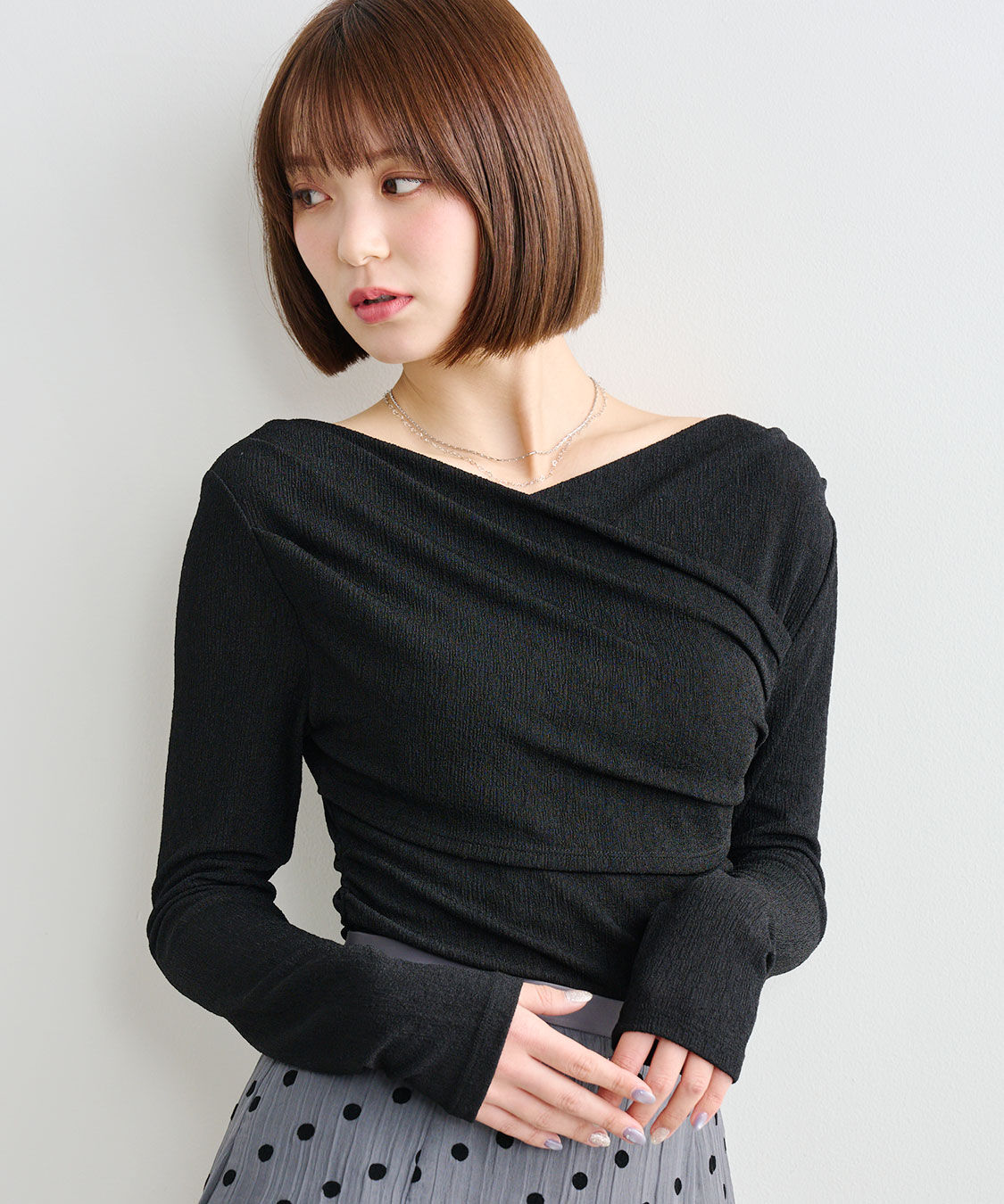 COCO DEAL「オフショルタックカットソー」|Tシャツ・カットソー|ブラック